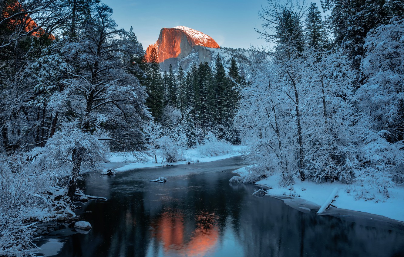 Winter Mountain And River Wallpapers