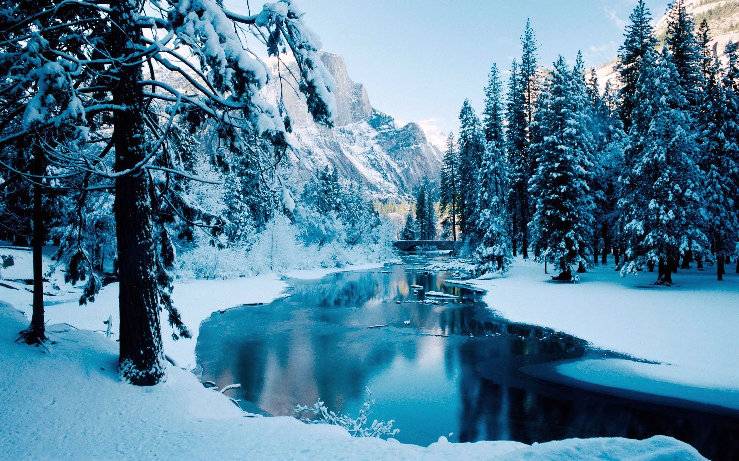 Winter Mountain And River Wallpapers