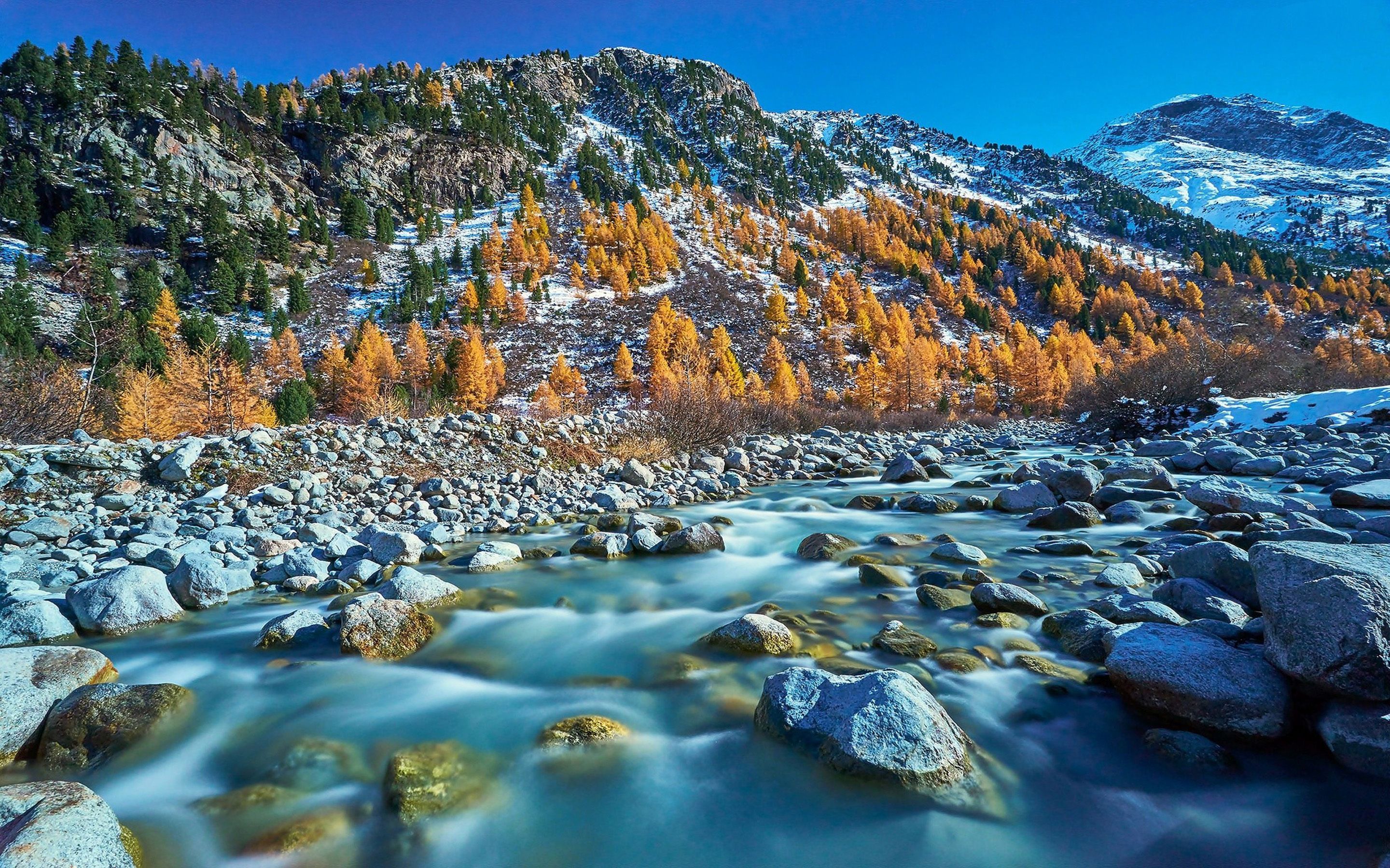 Winter Mountain And River Wallpapers