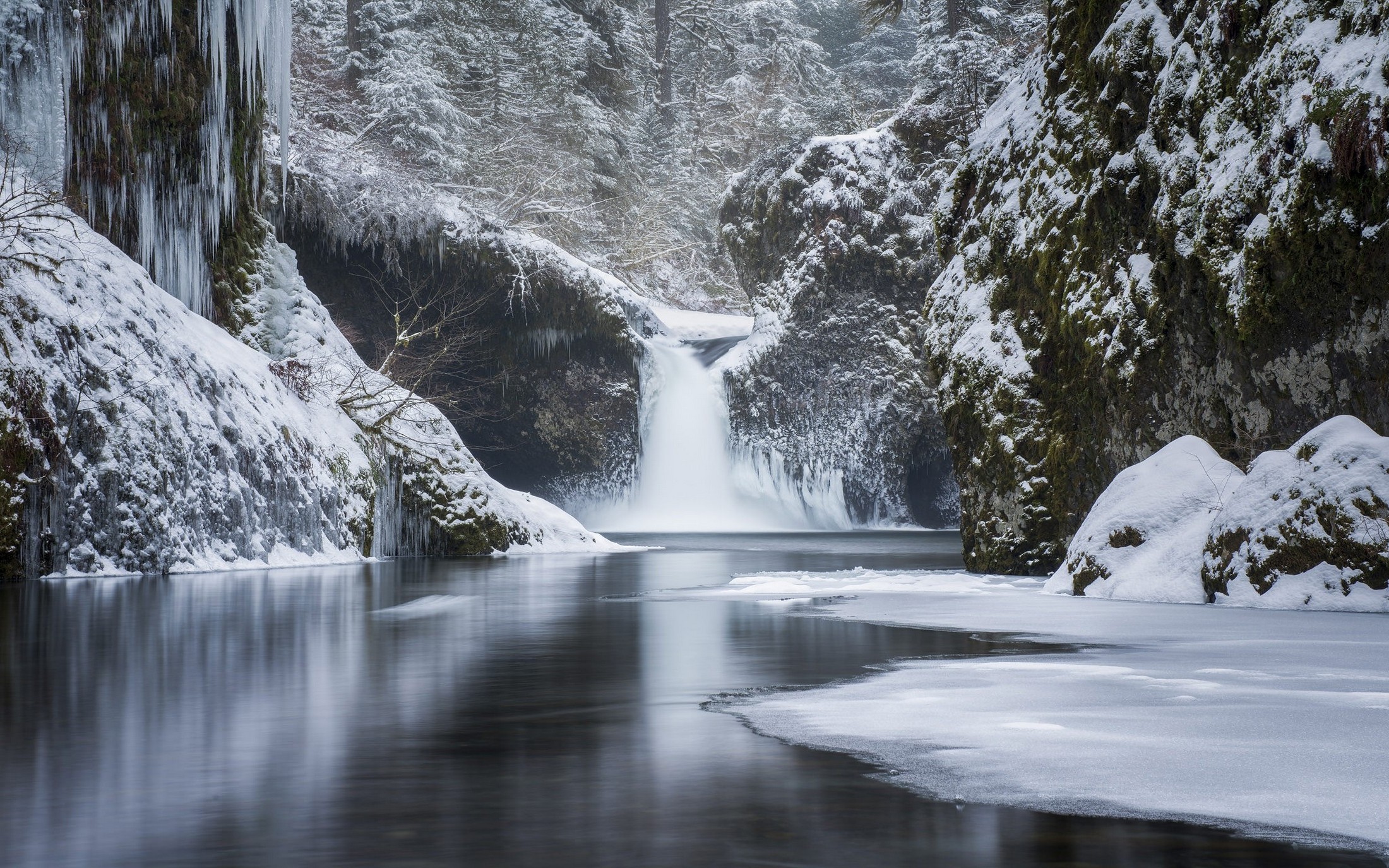 Winter Mountain And River Wallpapers