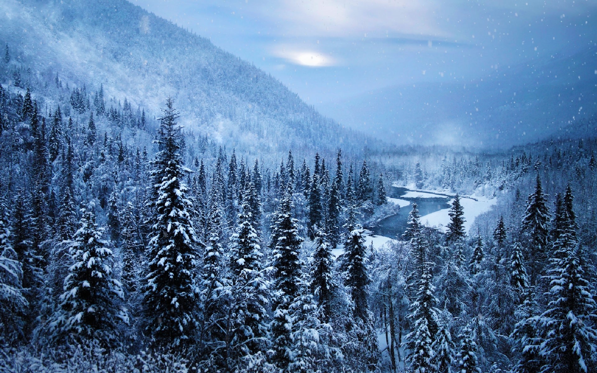 Winter Mountain And River Wallpapers