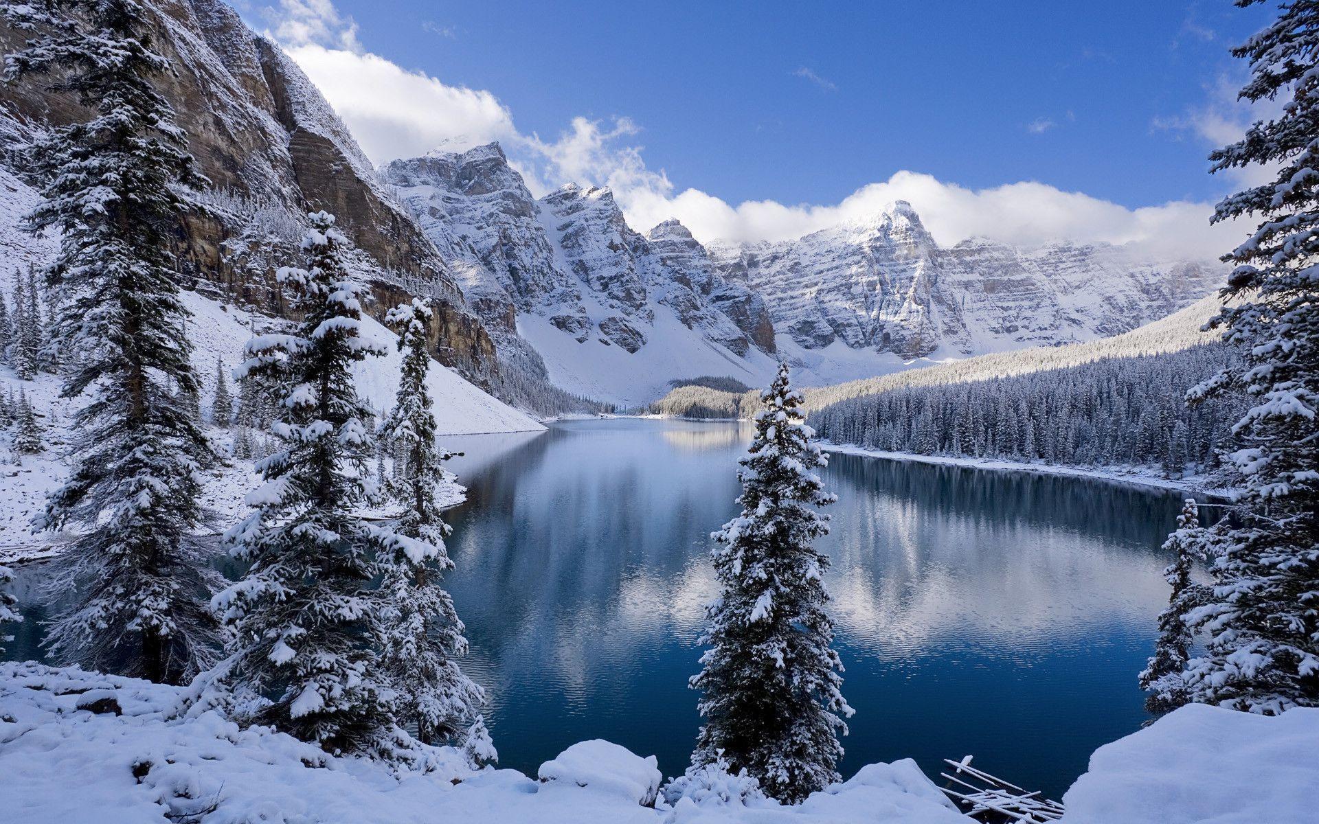 Winter Mountain And River Wallpapers