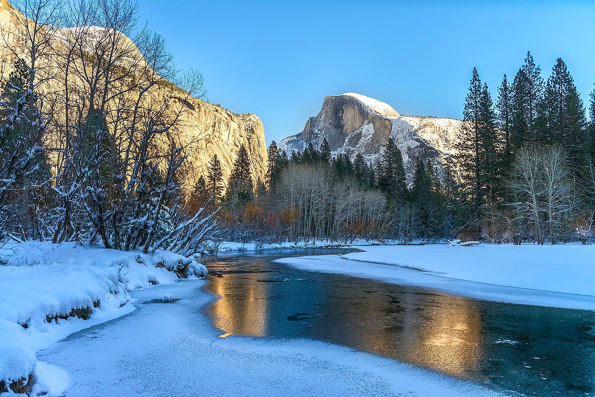 Winter Mountain And River Wallpapers