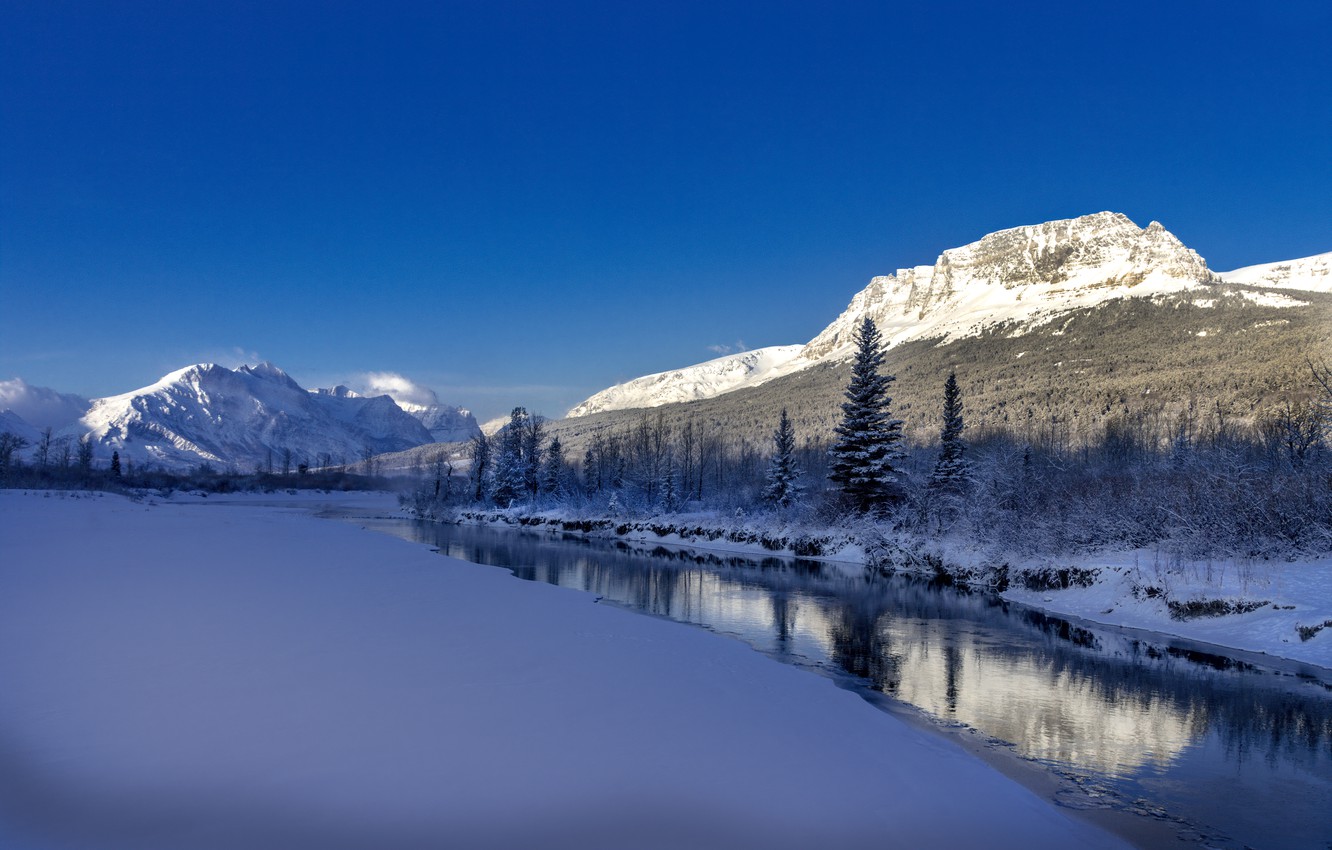 Winter Mountain And River Wallpapers