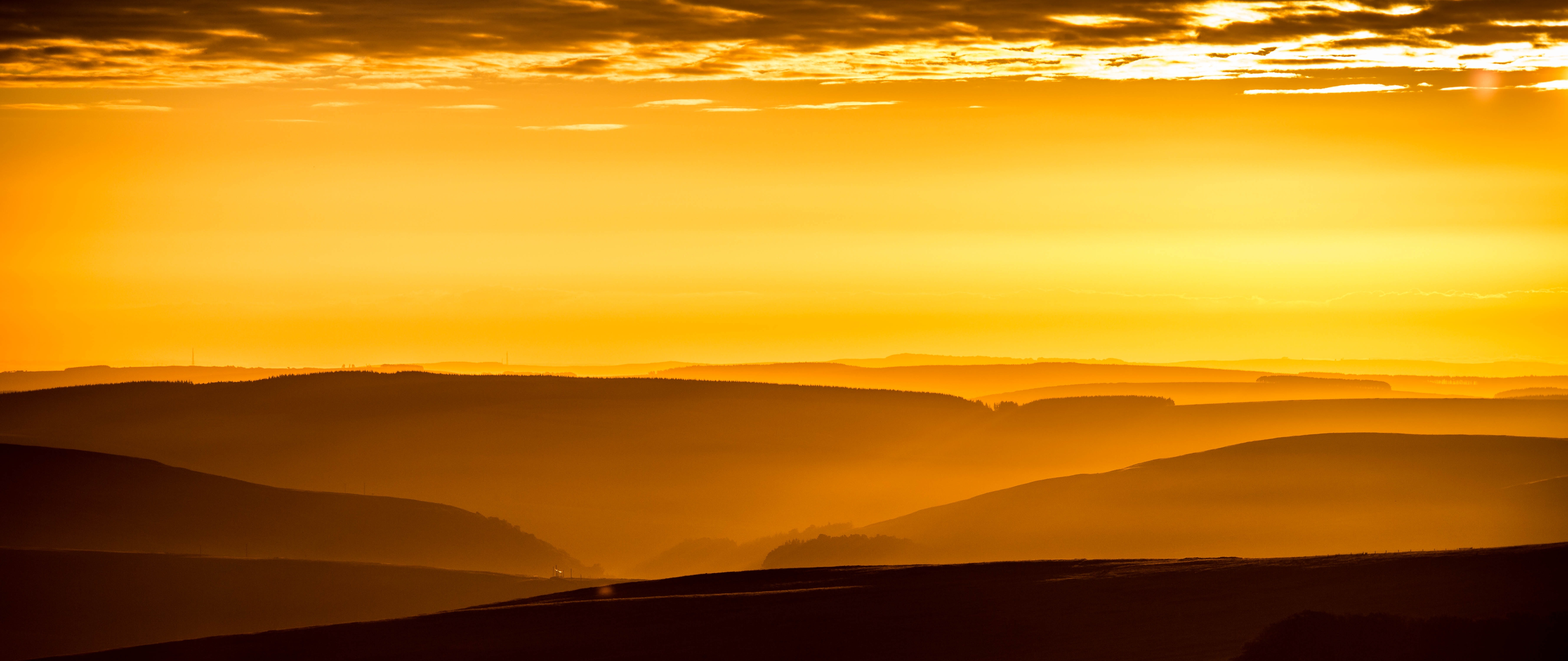 Yellow Horizon Skyline Mountains Wallpapers