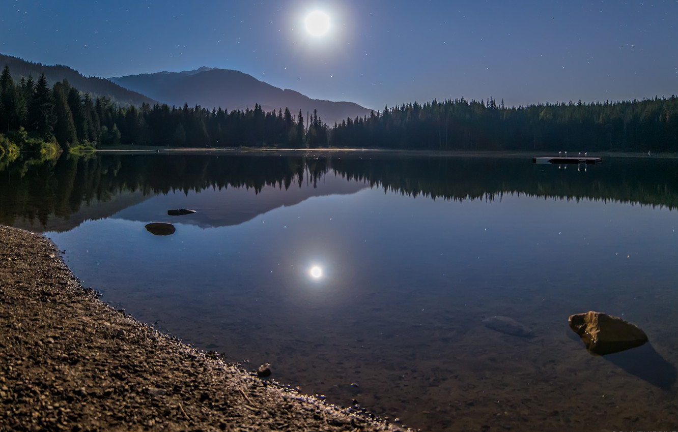 Canada Mountains View At Night Wallpapers