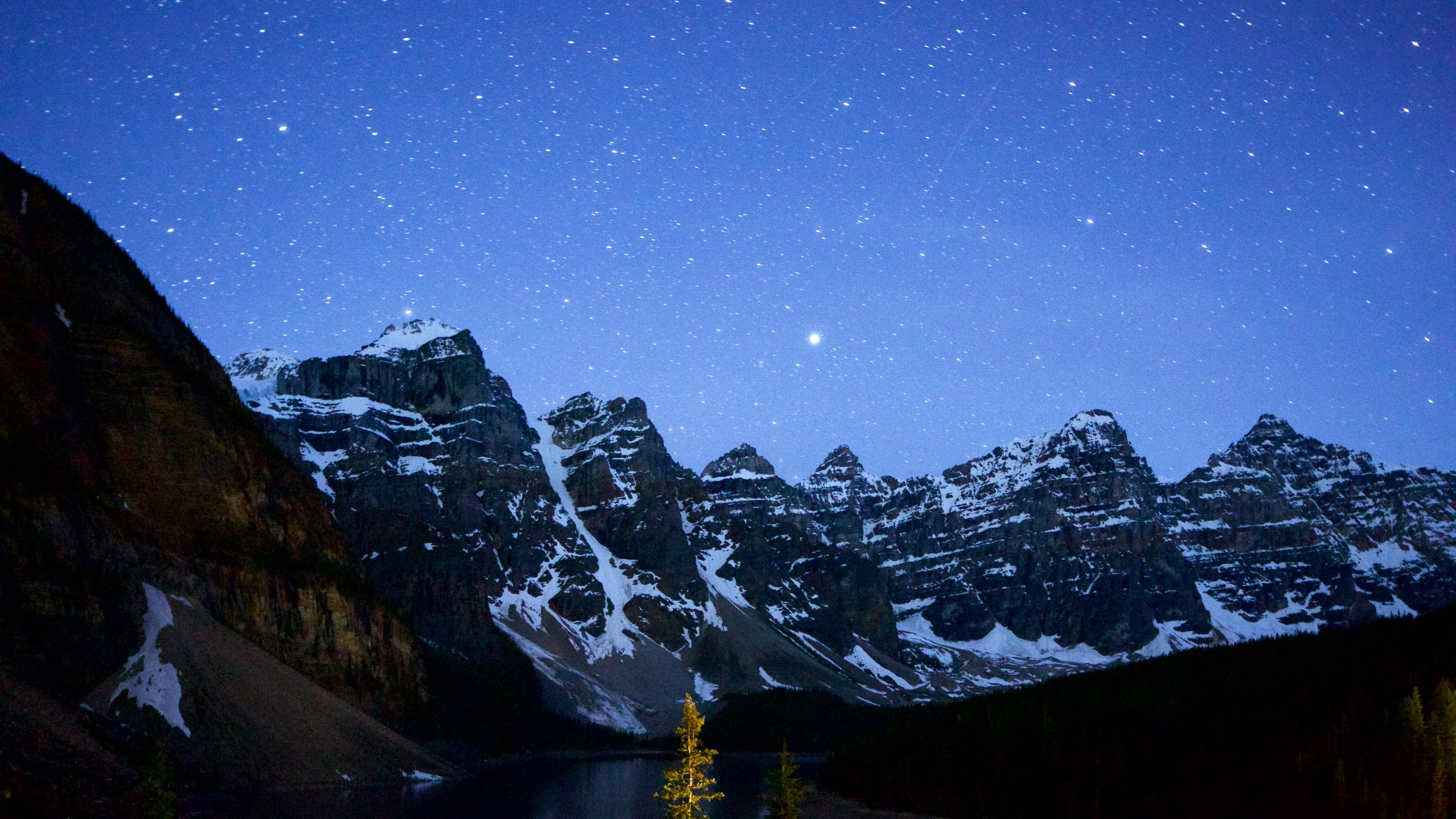 Canada Mountains View At Night Wallpapers