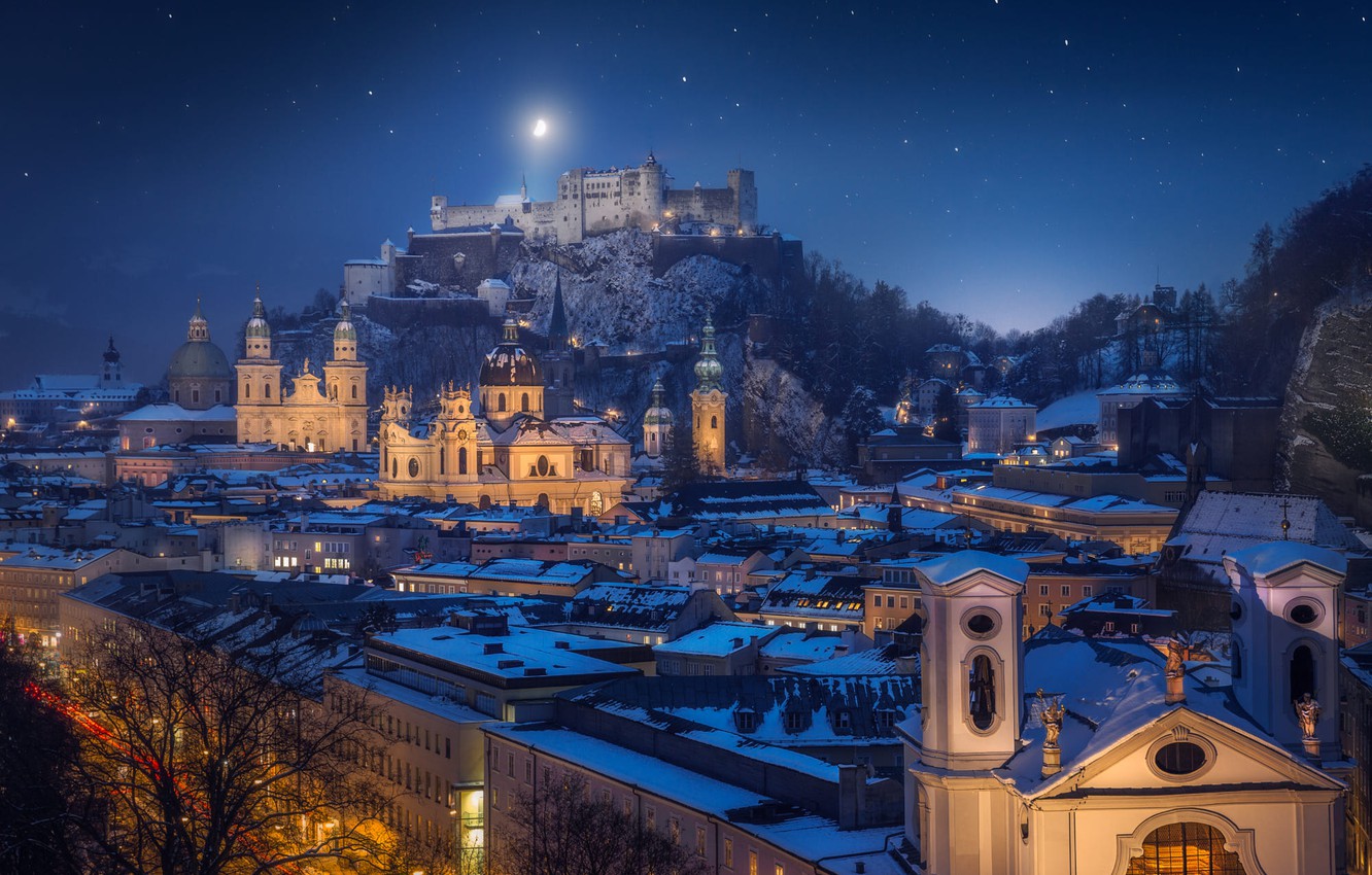 Hohensalzburg Church  At Night Wallpapers