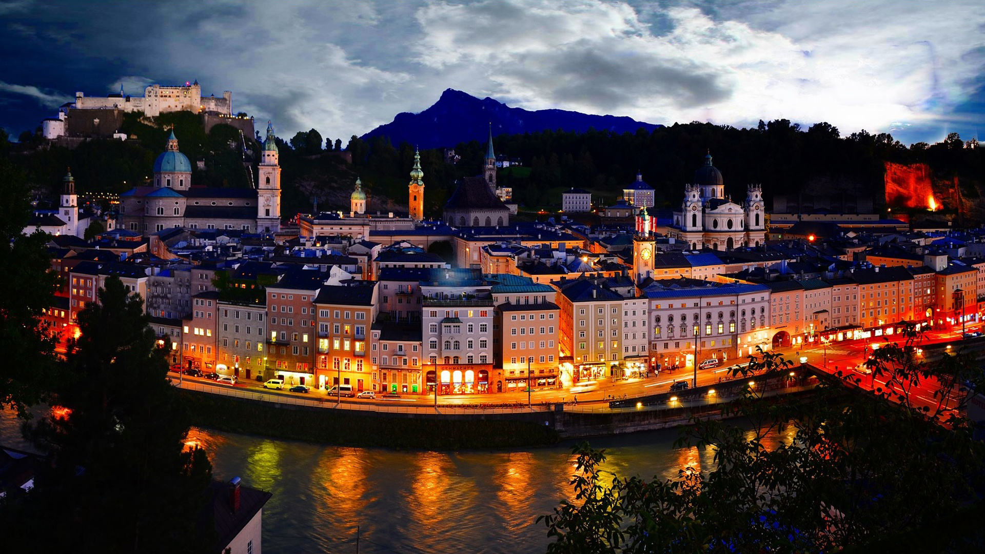 Hohensalzburg Church  At Night Wallpapers