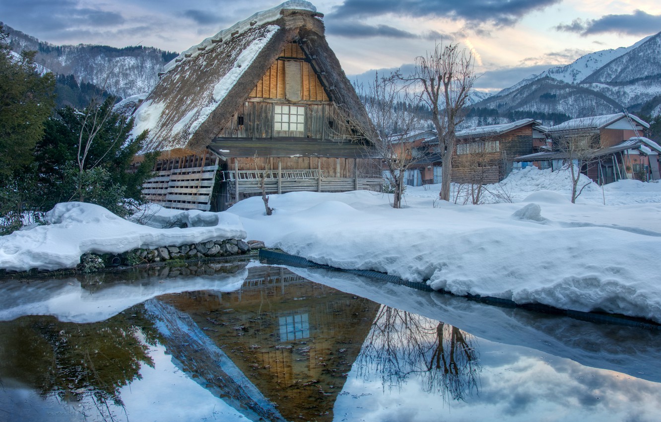 Japan Village Covered In Winter Snow Wallpapers