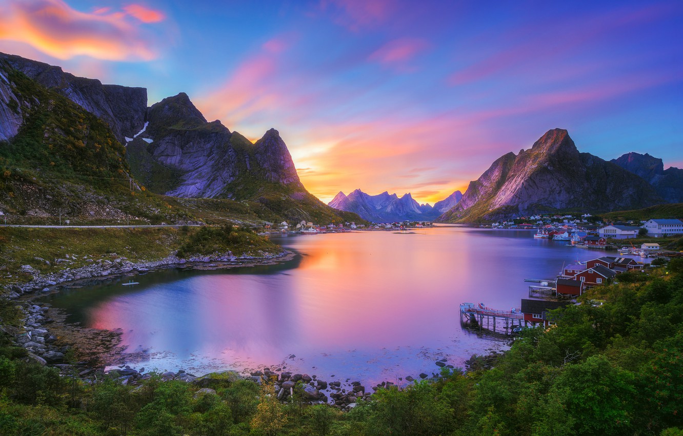 Lofoten Sunrise Near Sea Mountains Norway Island Wallpapers