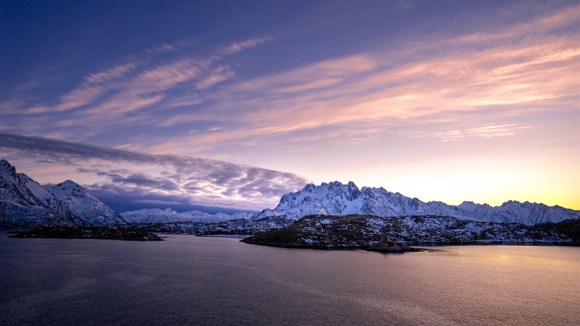 Lofoten Sunrise Near Sea Mountains Norway Island Wallpapers