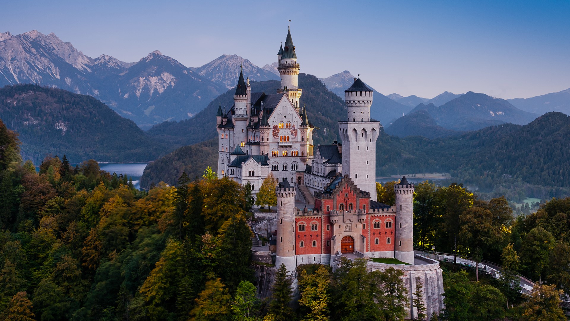 Neuschwanstein Castle Mountains And Forest Germany Wallpapers