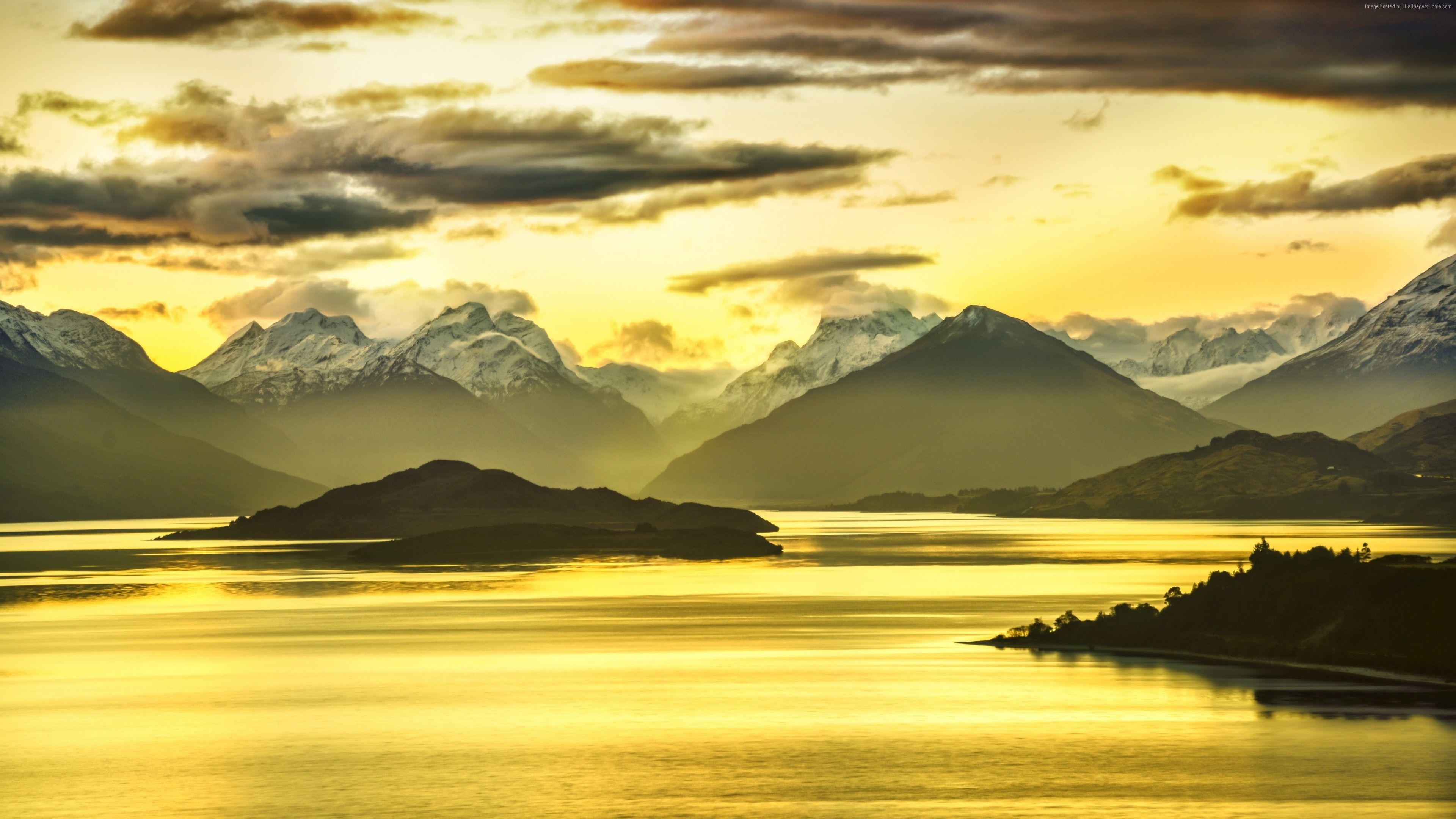 New Zealand Orange Mountain Sunset Wallpapers