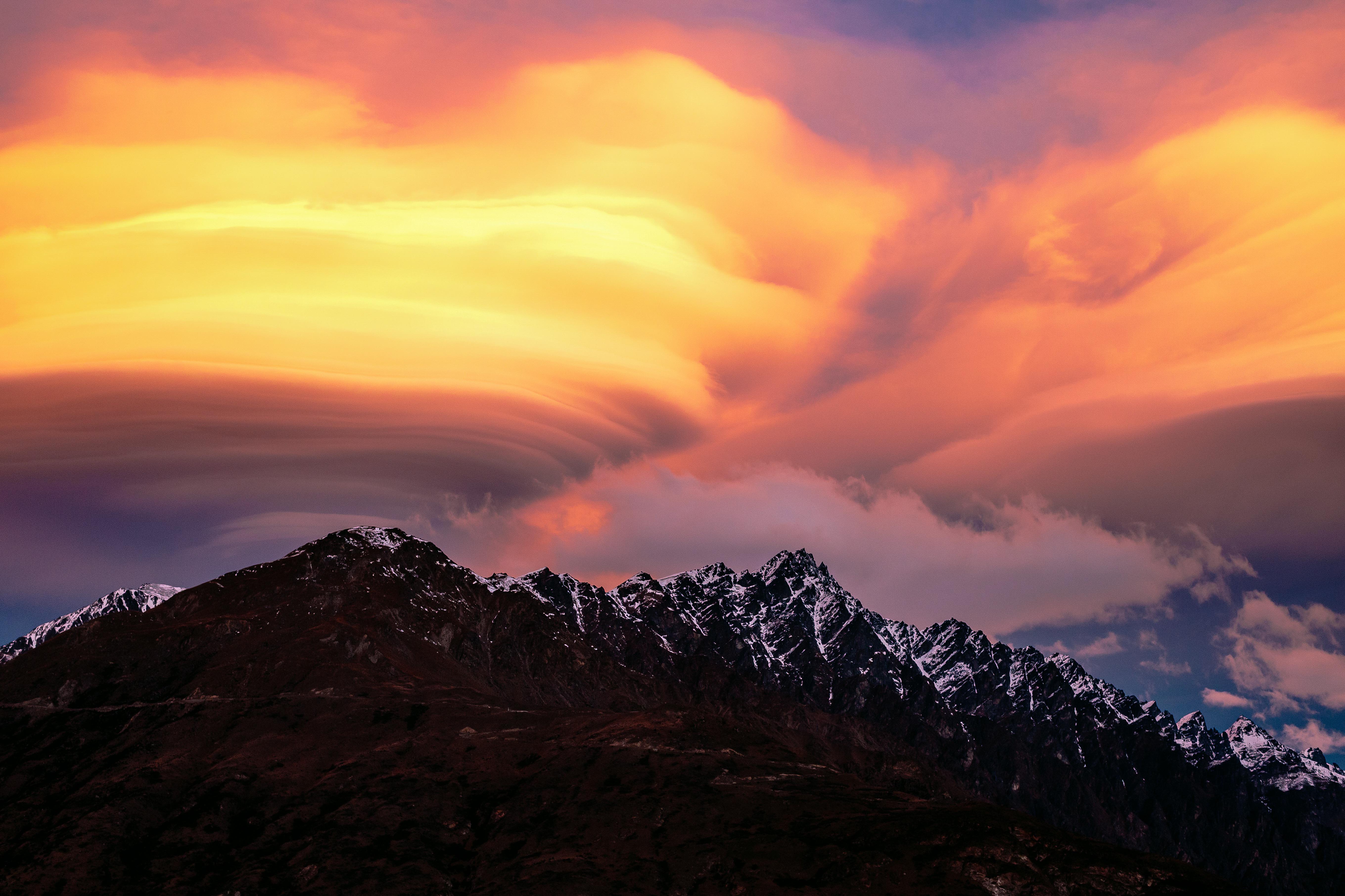 New Zealand Orange Mountain Sunset Wallpapers