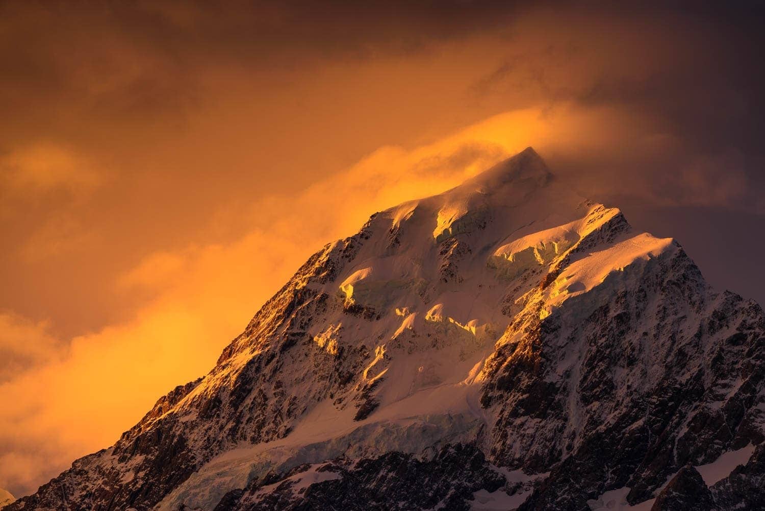 New Zealand Orange Mountain Sunset Wallpapers