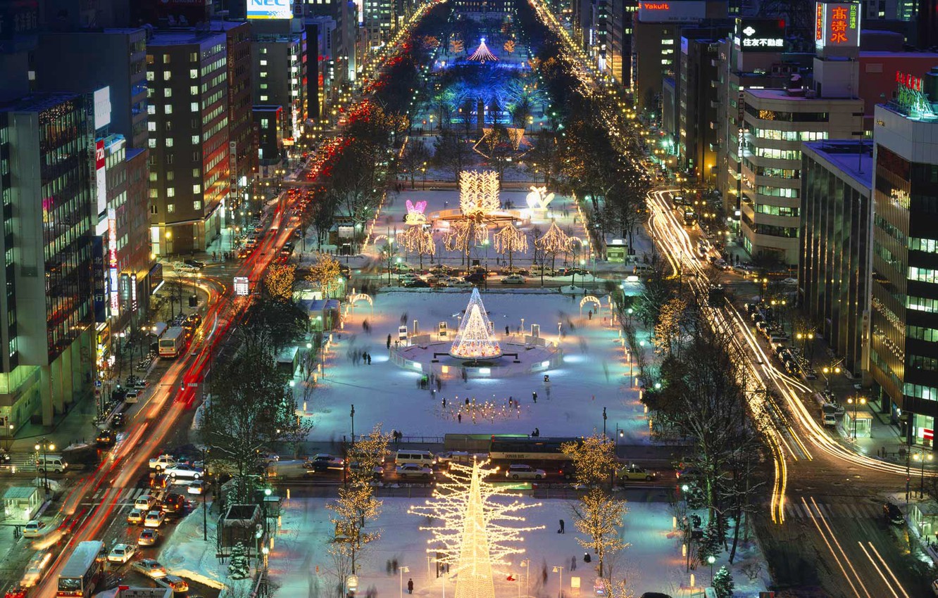 Sapporo Japan At Night Wallpapers