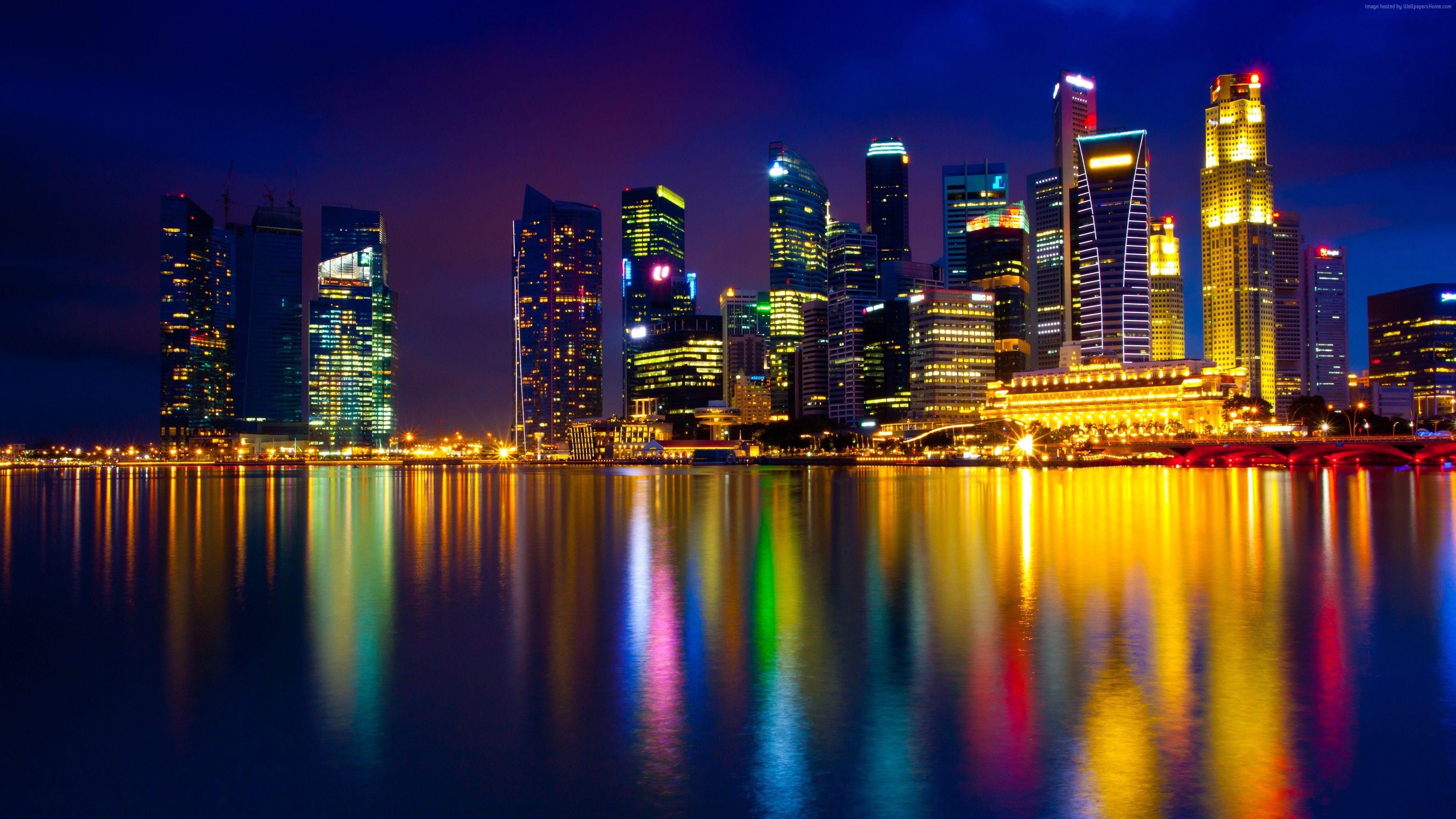 Singapore Building Reflection On Lake Wallpapers