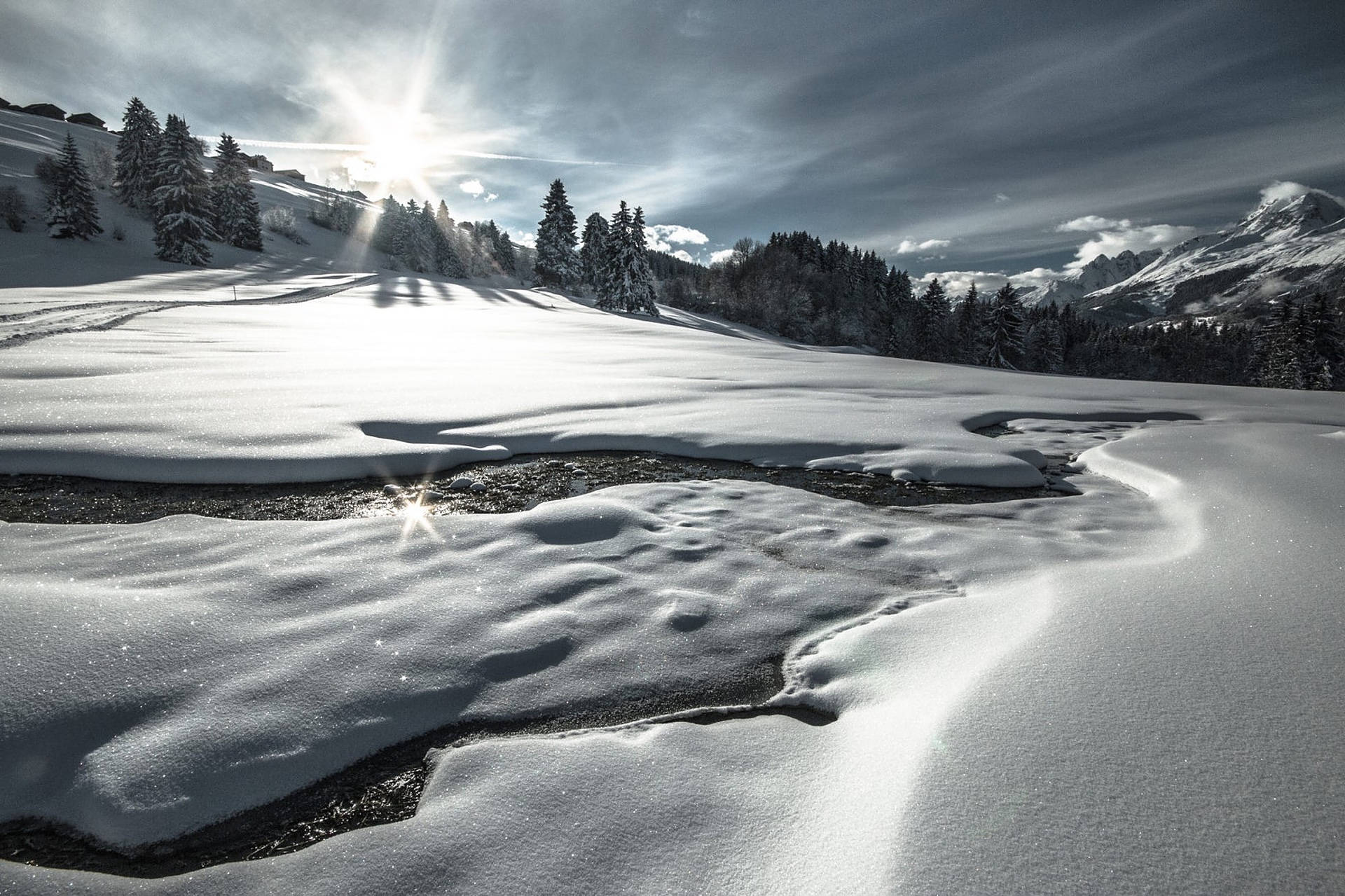 Switzerland Mountains Covered In Winter Snow Wallpapers