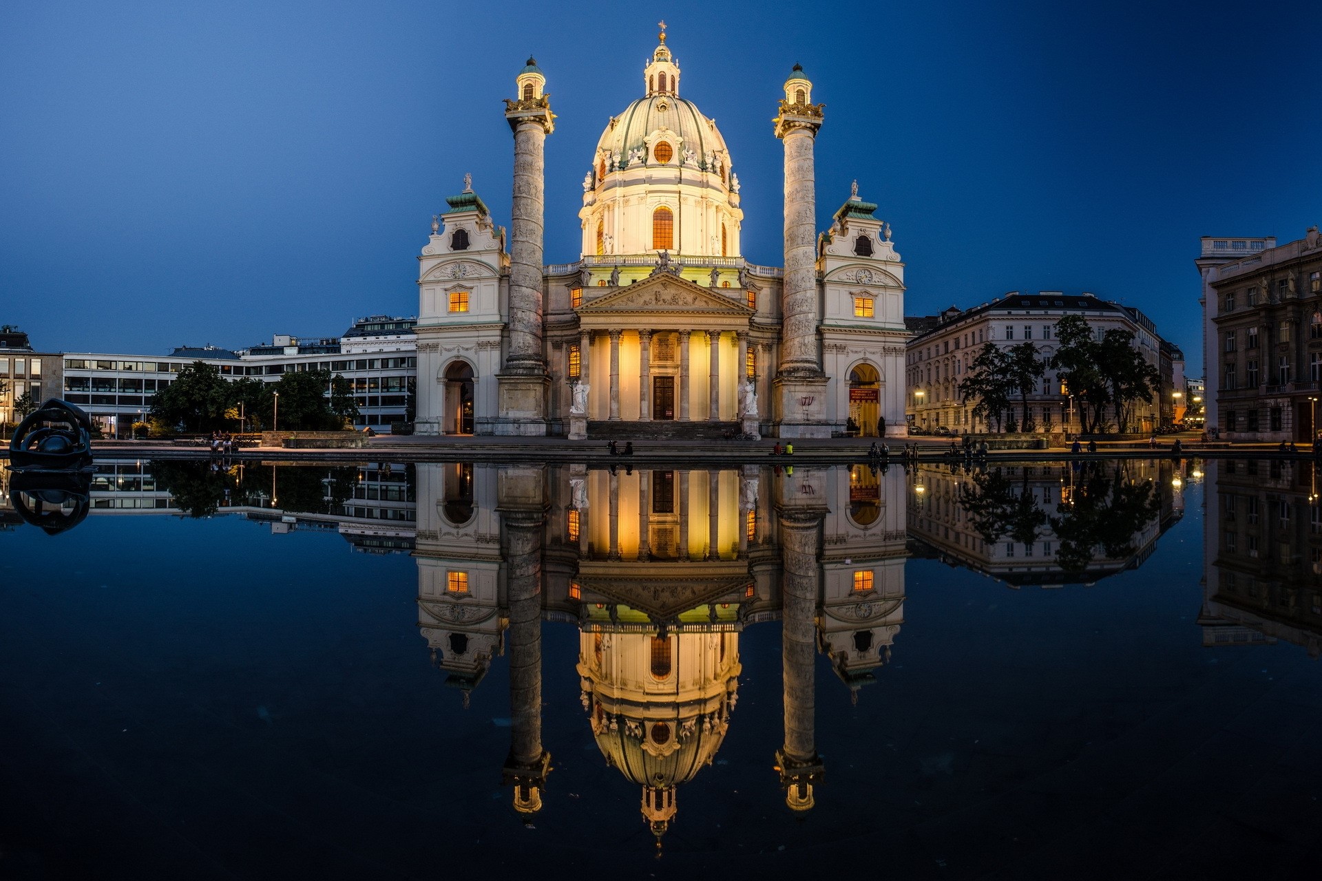 Vienna Cityscape Reflection Wallpapers