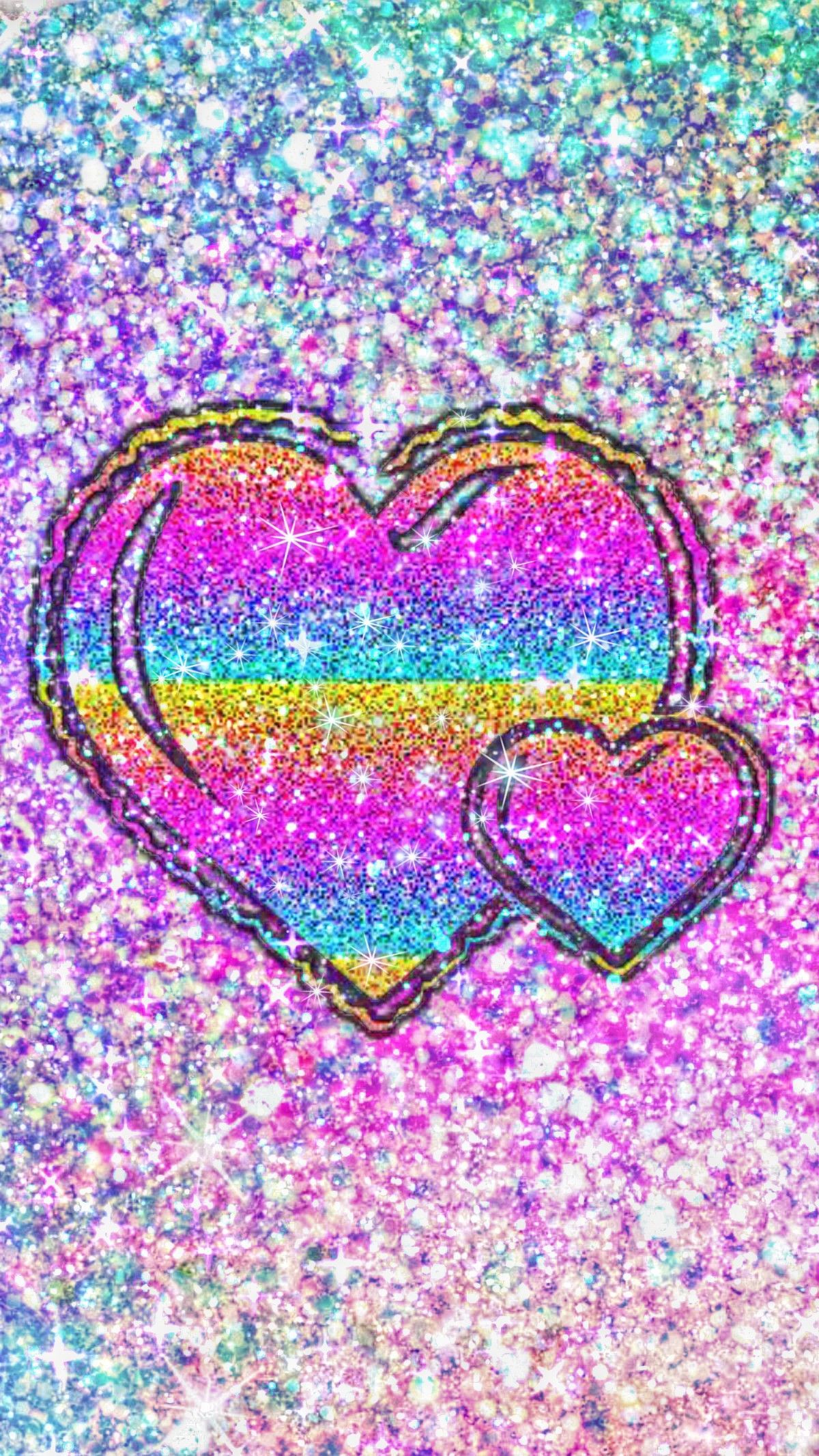 Colorful Glitter Hearts Wallpapers
