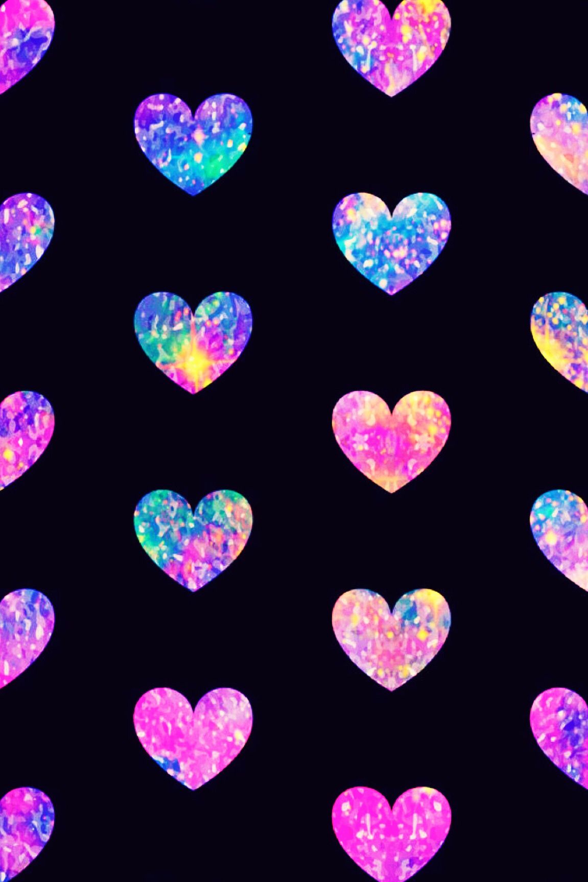 Colorful Glitter Hearts Wallpapers