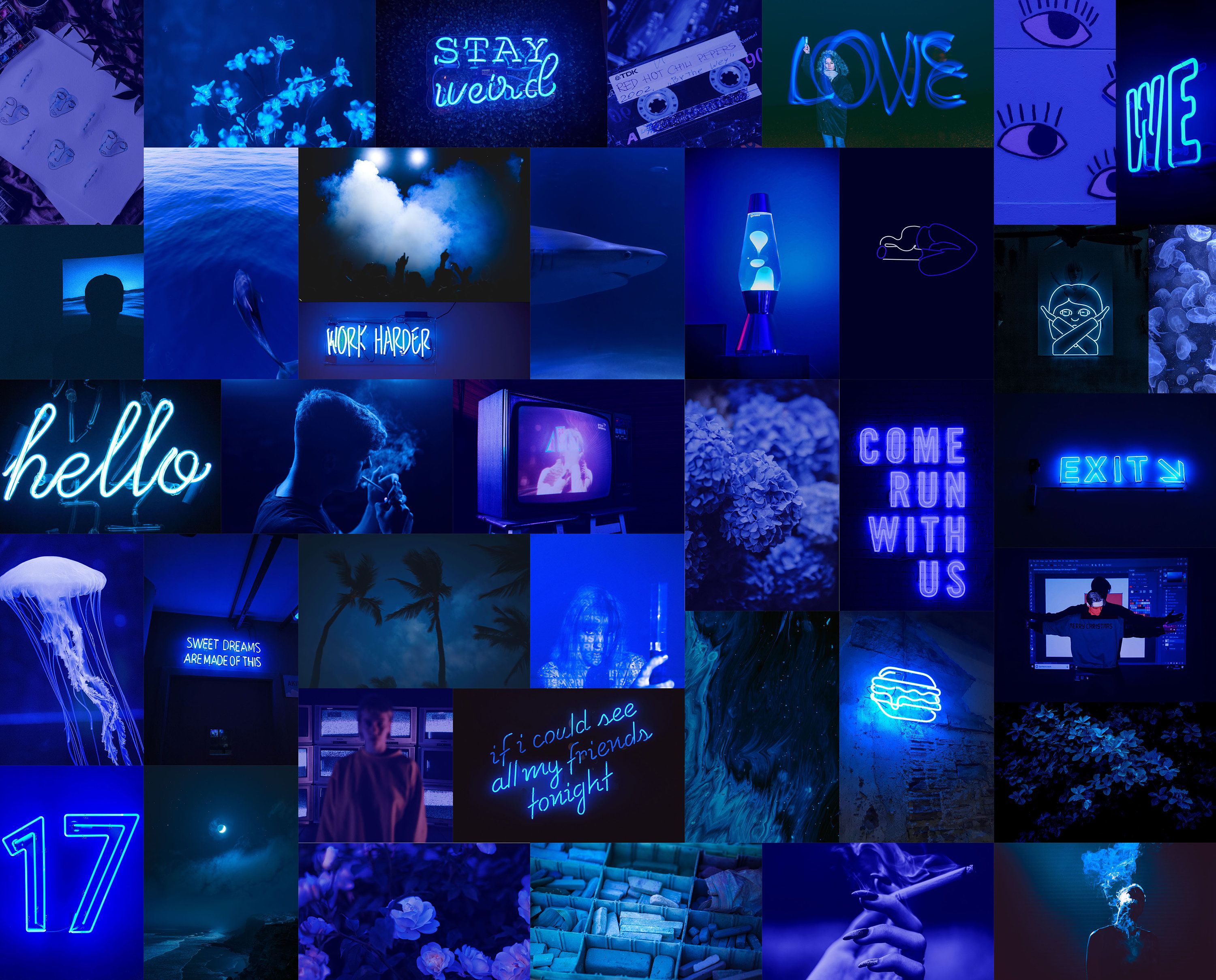 Dark Blue Collage Wallpapers