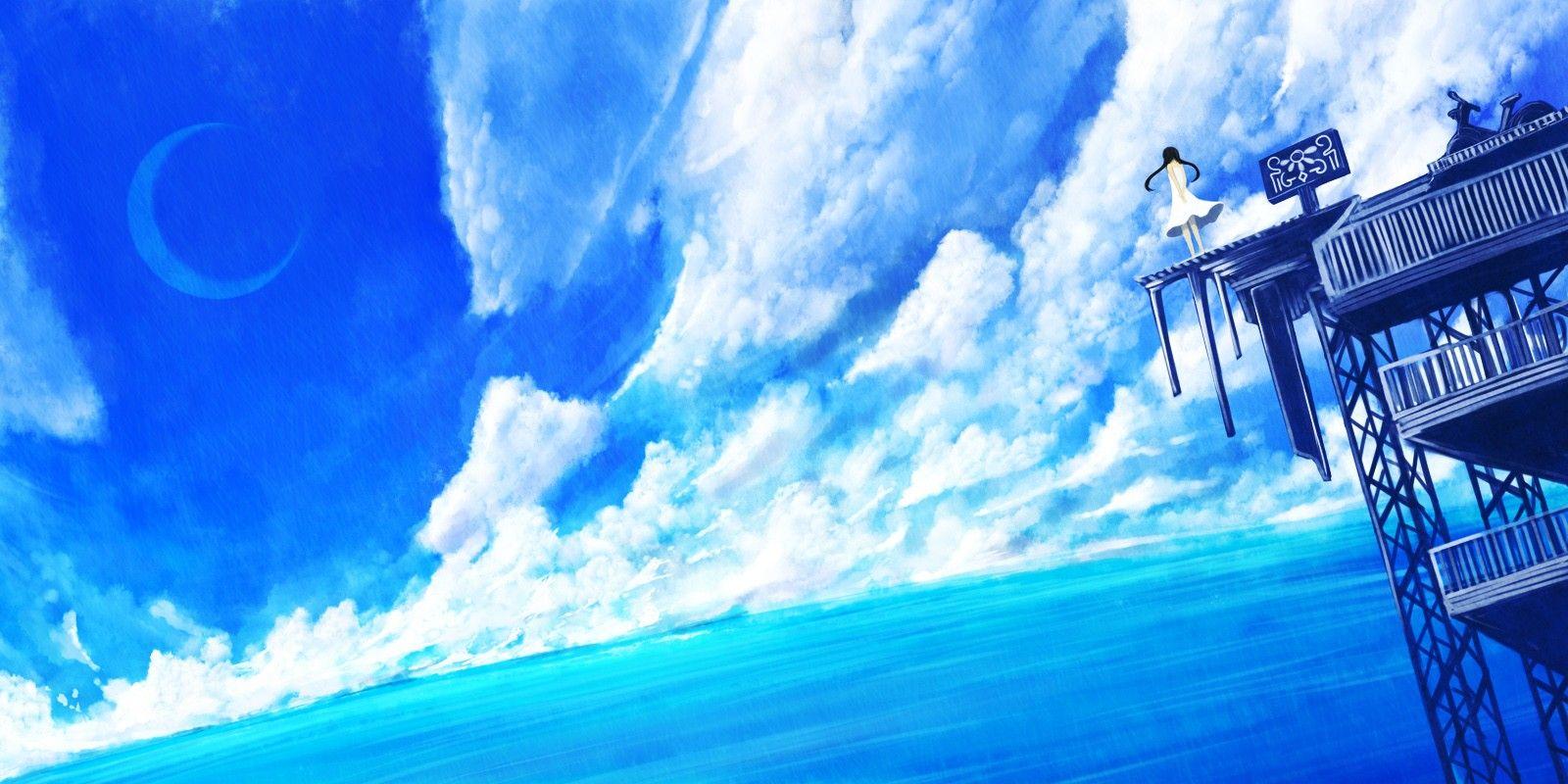 Dark Blue Sky Anime Scenery Wallpapers