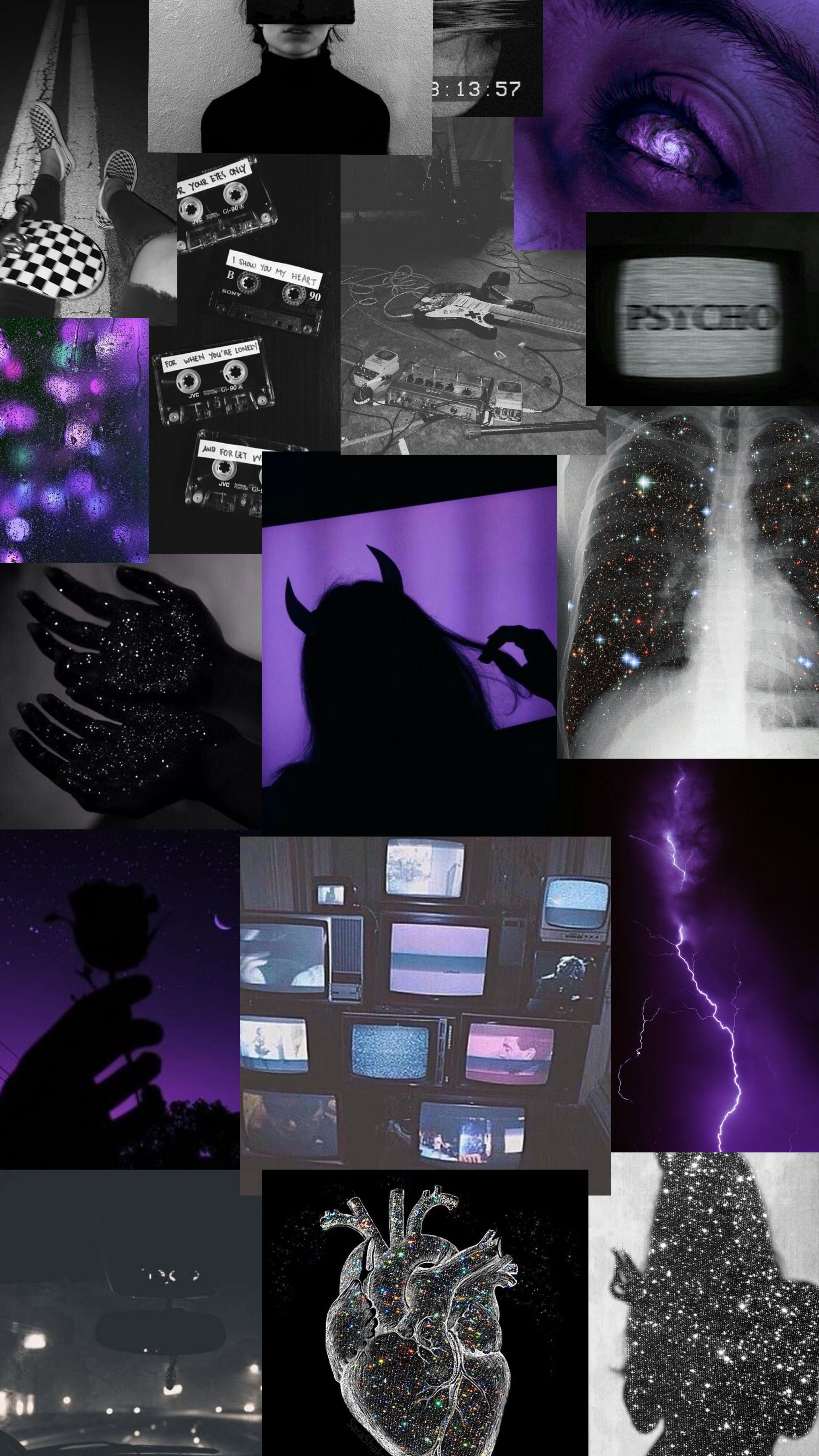 Dark Purple Collage Aesthetic Wallpapers