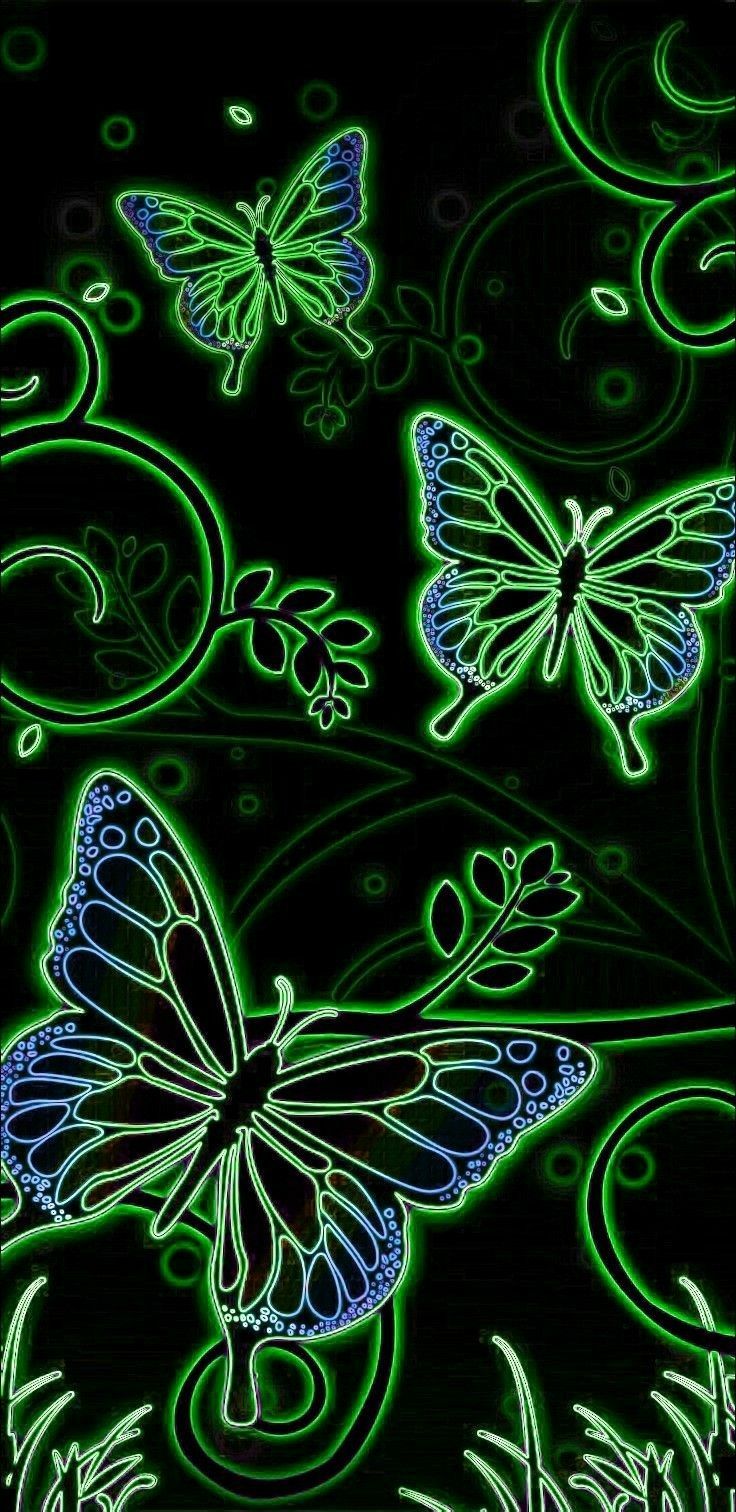 Neon Green Butterflies Wallpapers