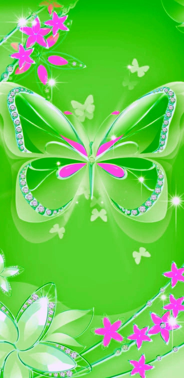 Neon Green Butterflies Wallpapers