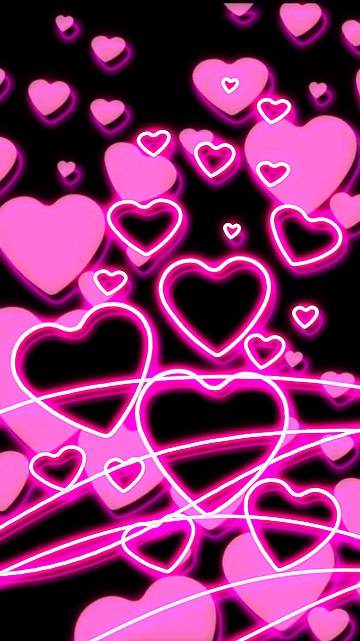 Neon Pink Hearts Wallpapers