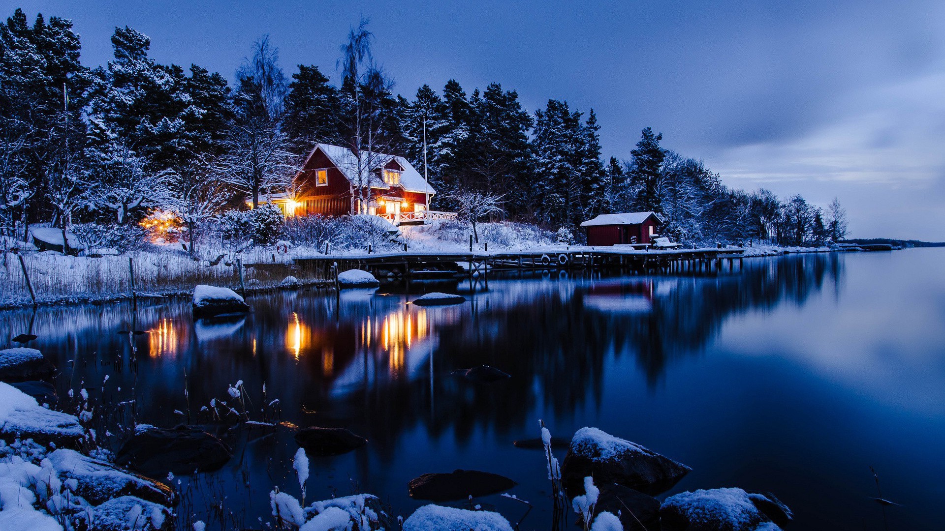 Night Winter Landscape Wallpapers