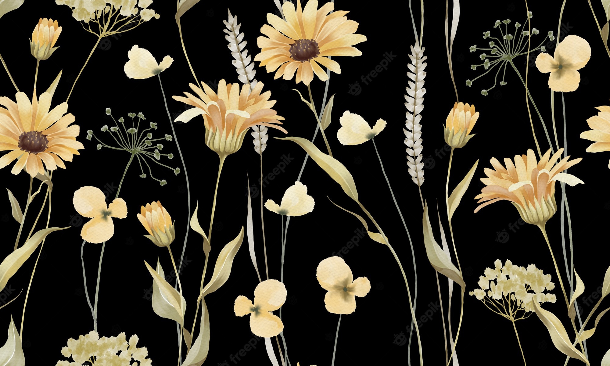 Pastel Yellow Floral Wallpapers