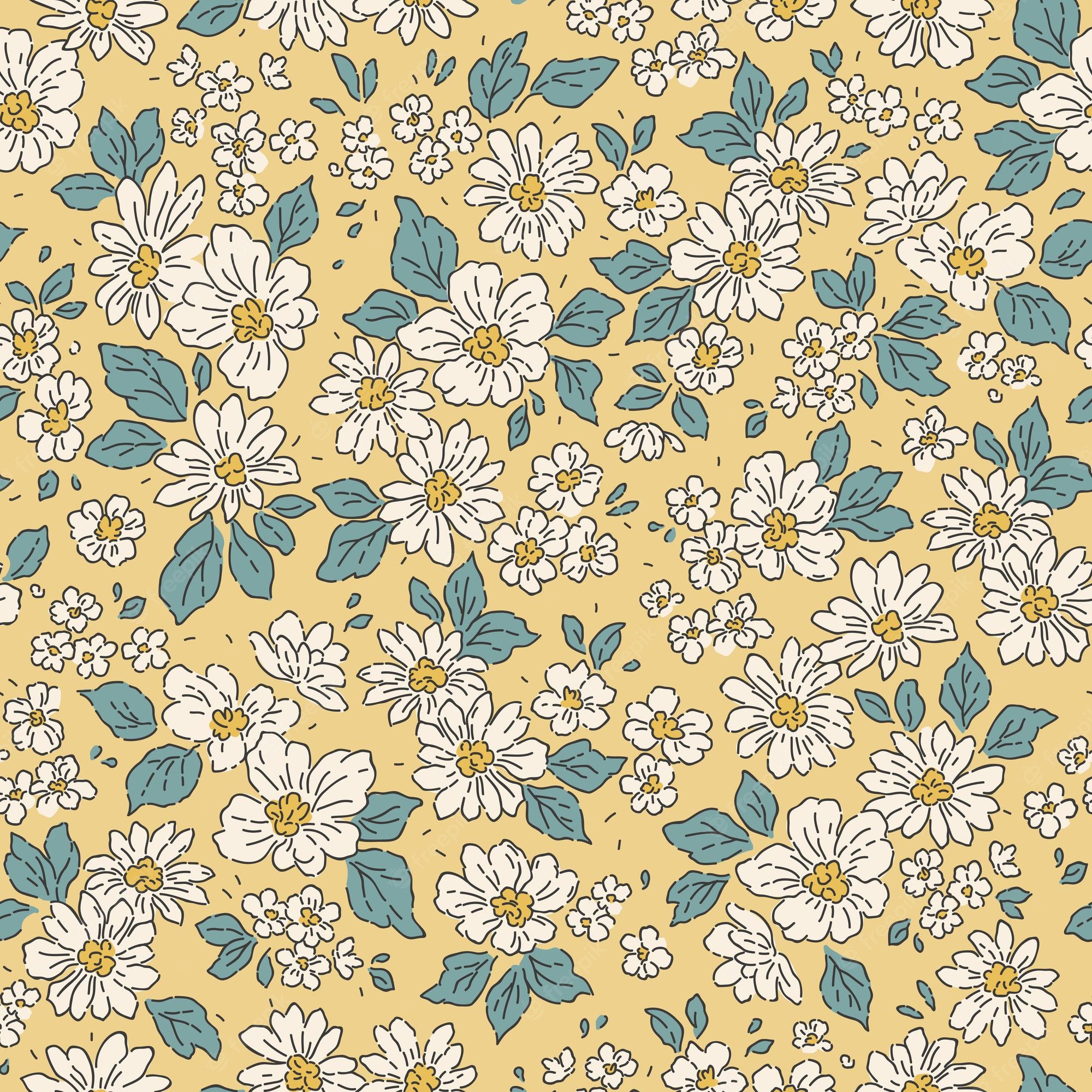 Pastel Yellow Floral Wallpapers