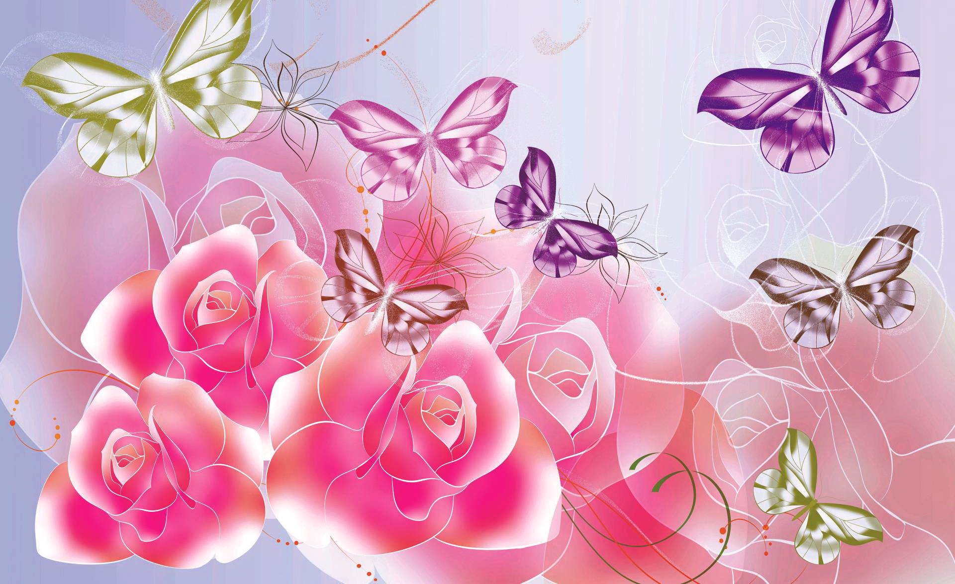 Pink Roses And Butterfly Wallpapers