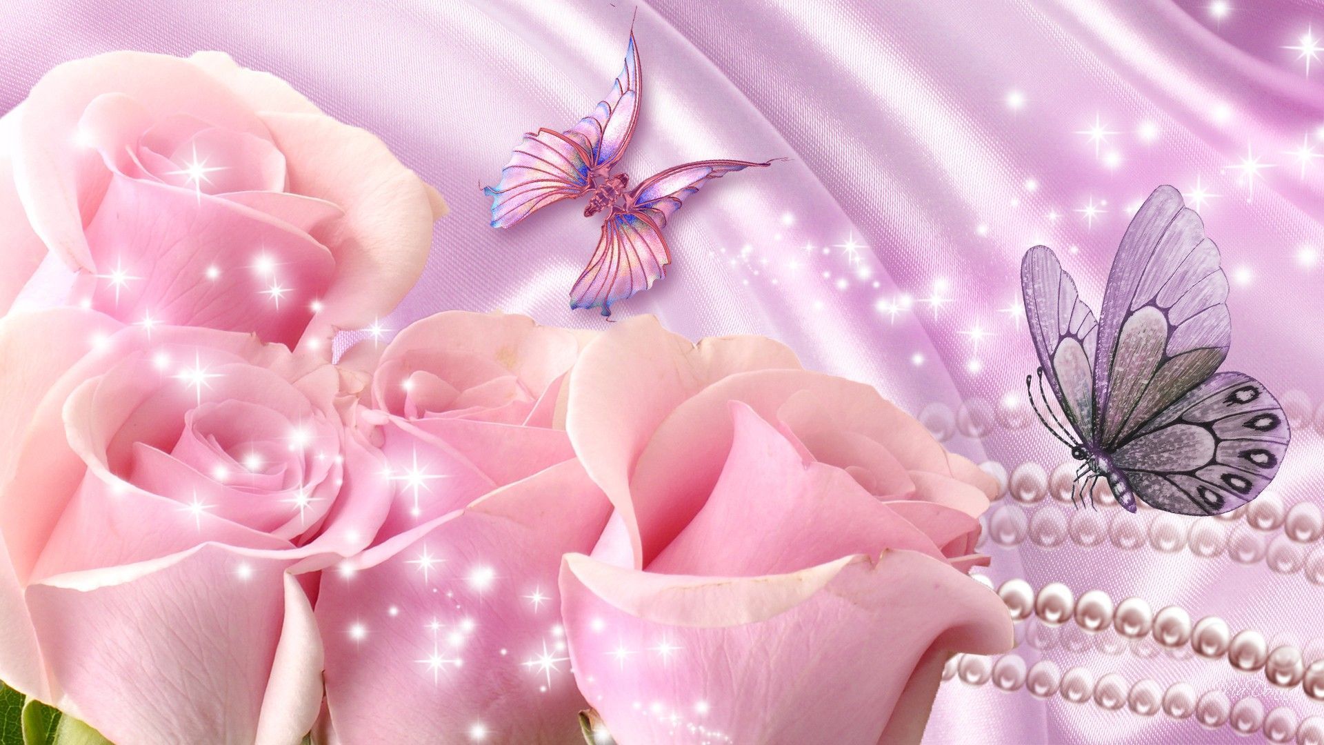 Pink Roses And Butterfly Wallpapers