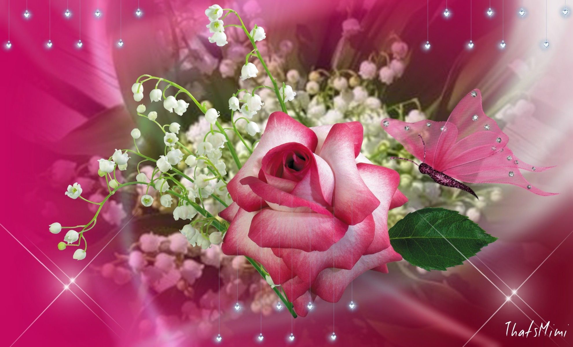 Pink Roses And Butterfly Wallpapers