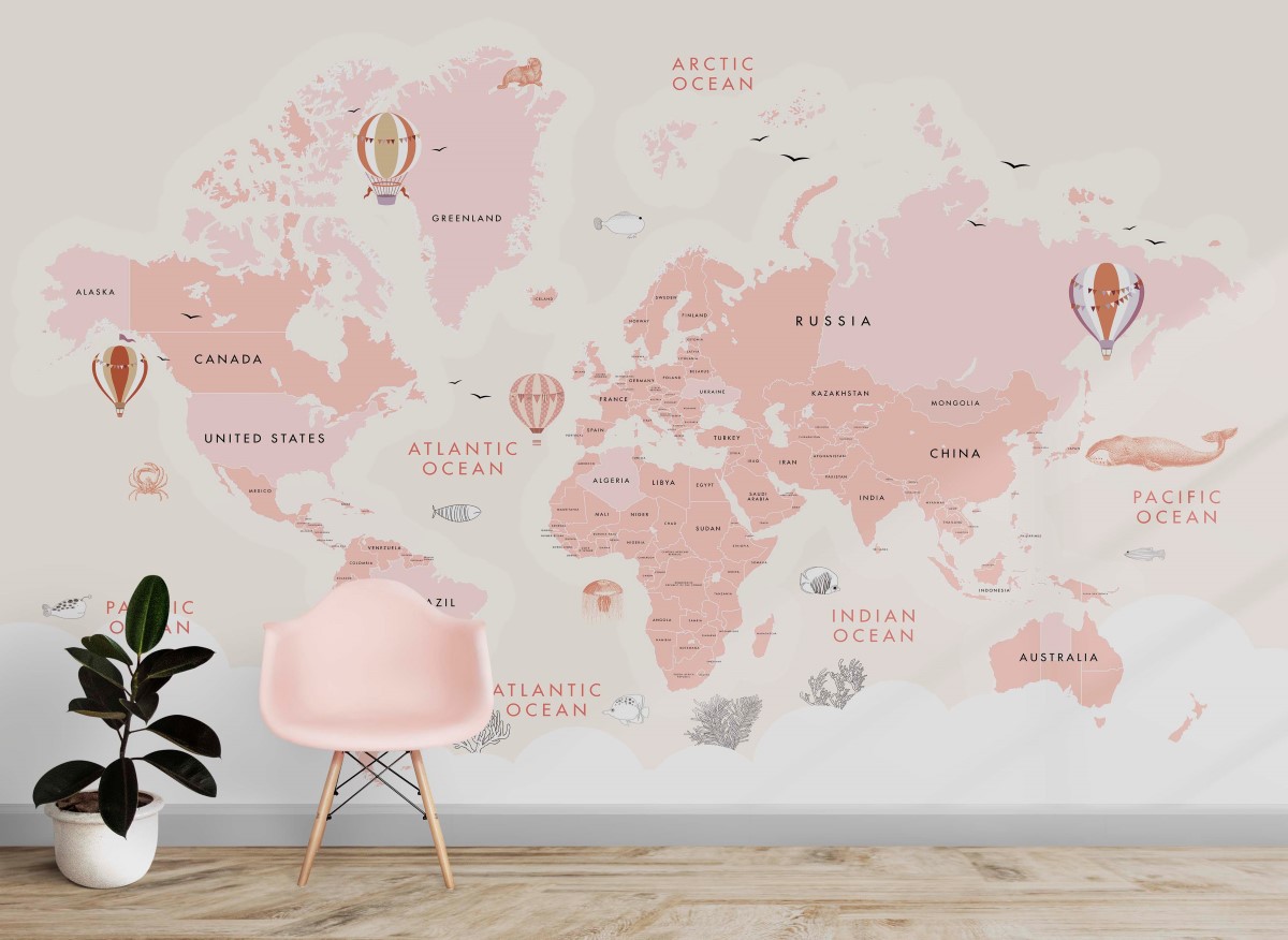 Pink World Map Wallpapers