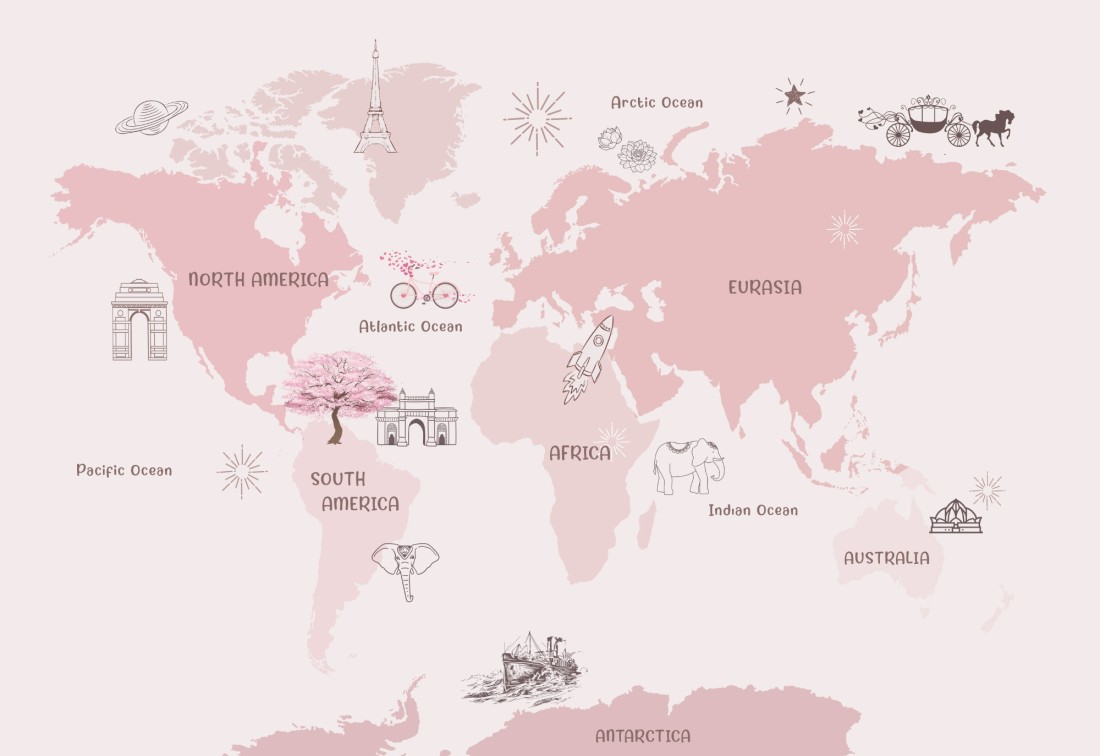 Pink World Map Wallpapers