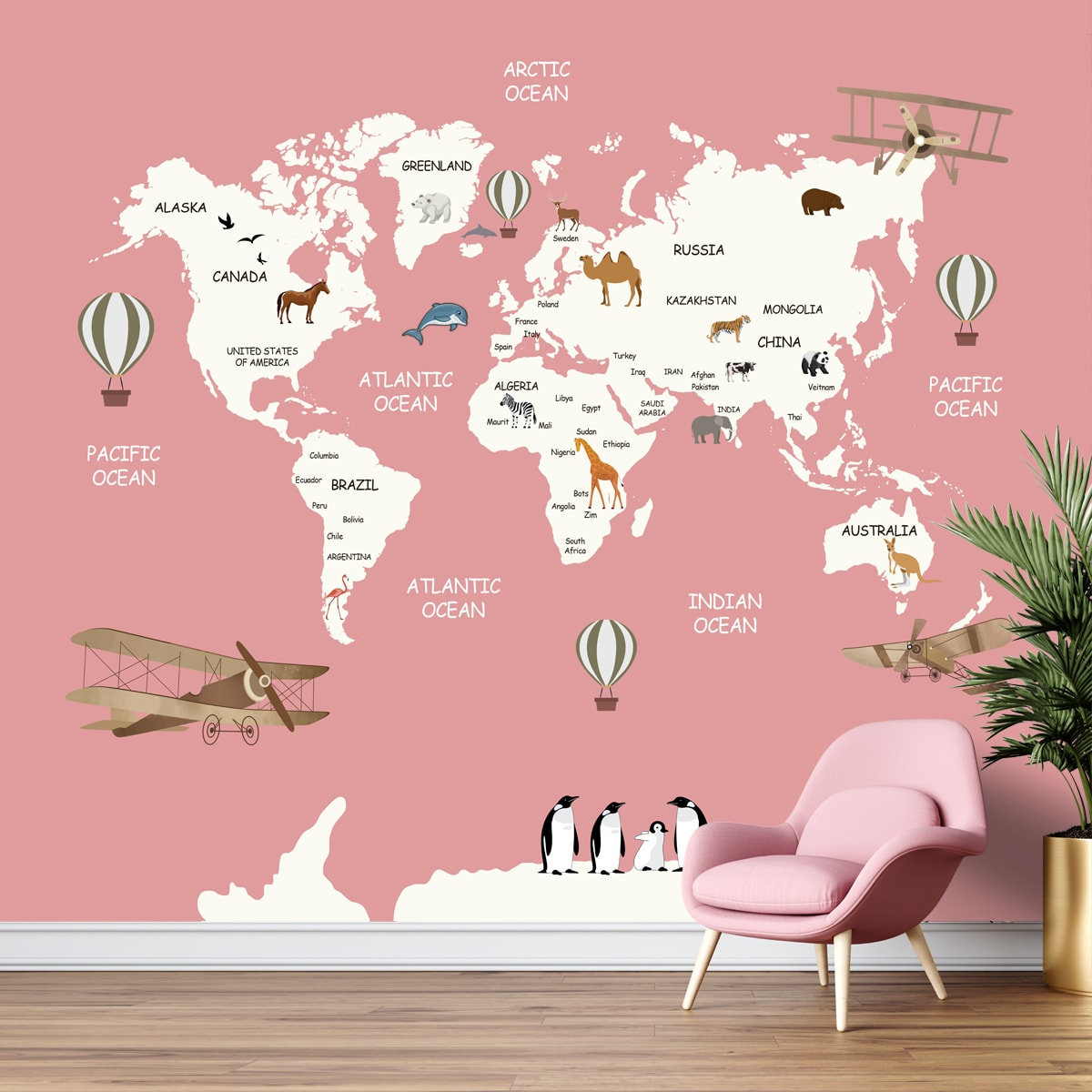 Pink World Map Wallpapers