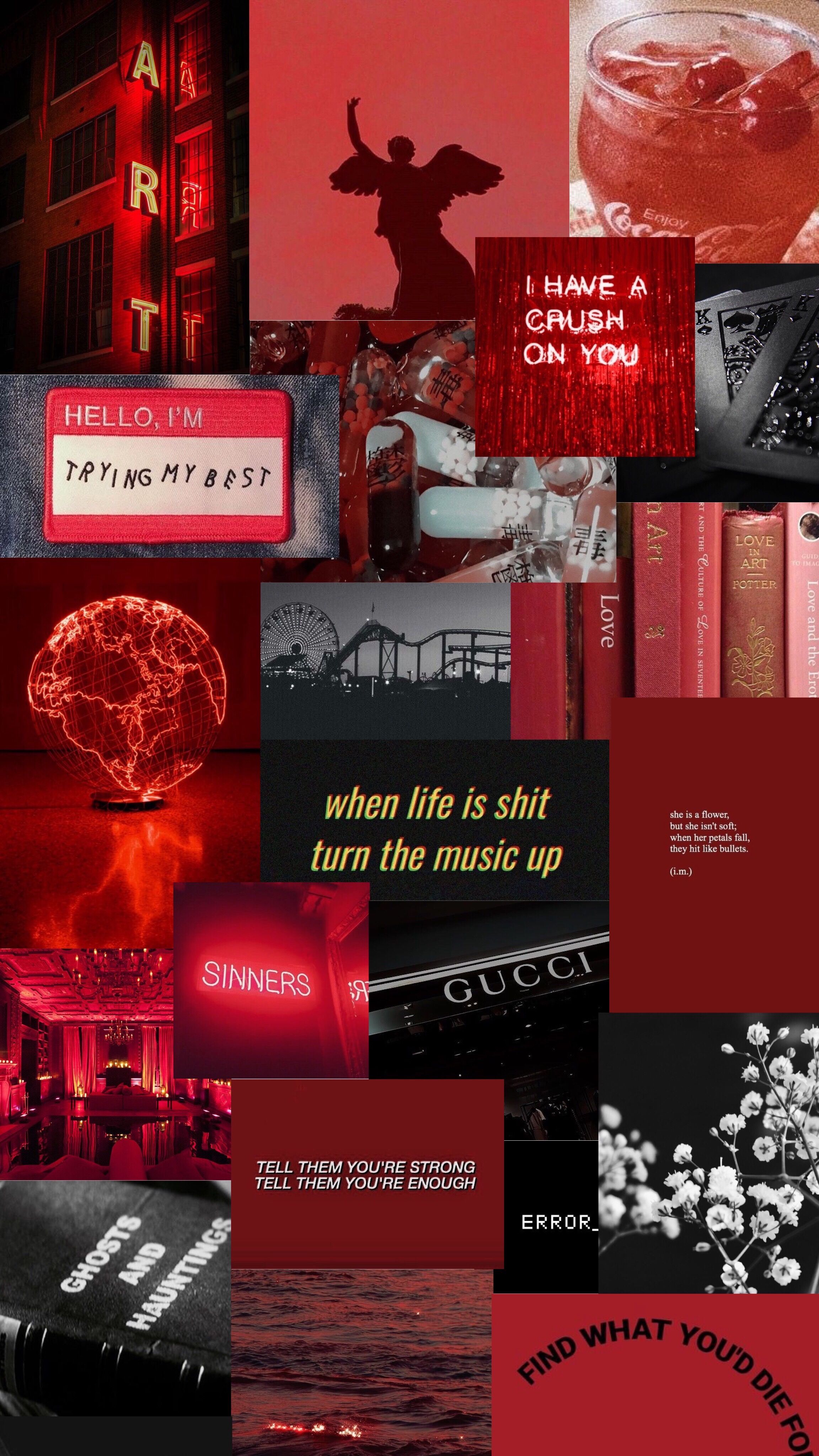 Red Aesthetic Collage Wallpapers