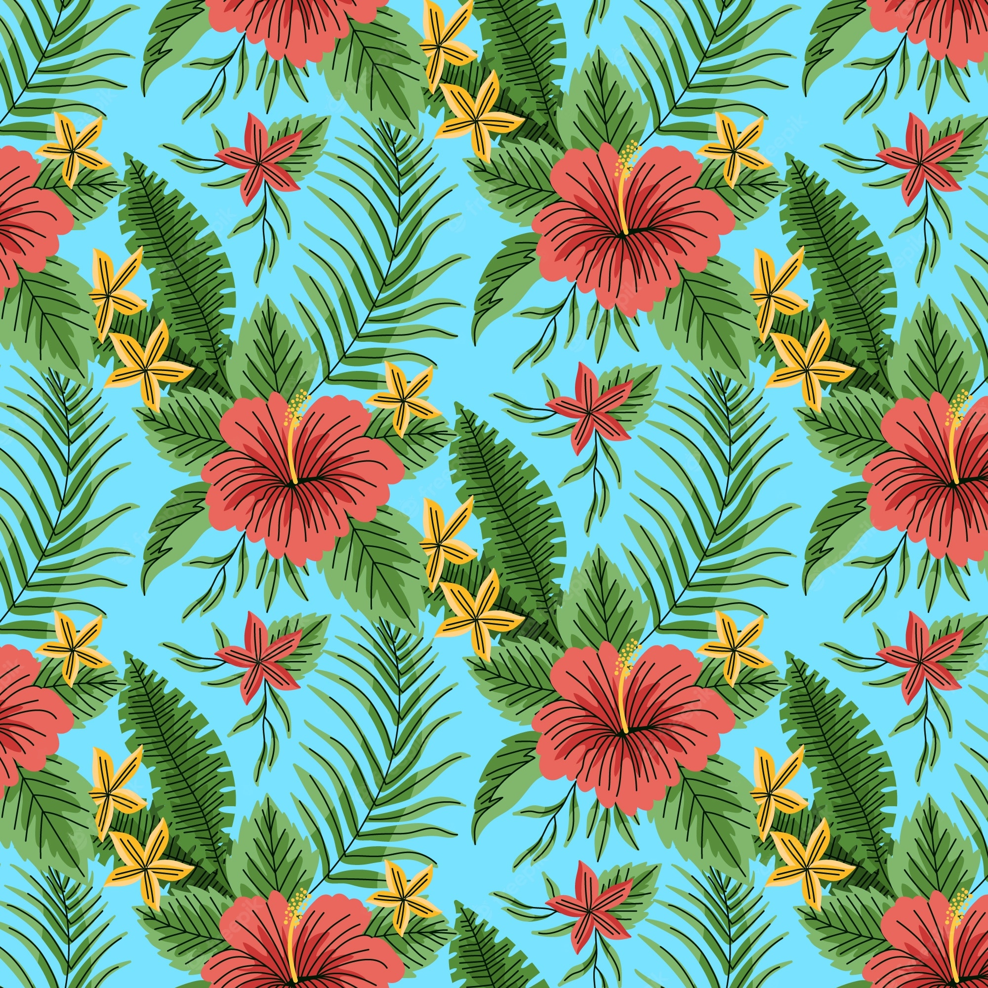 Red Hawaiian Print Wallpapers