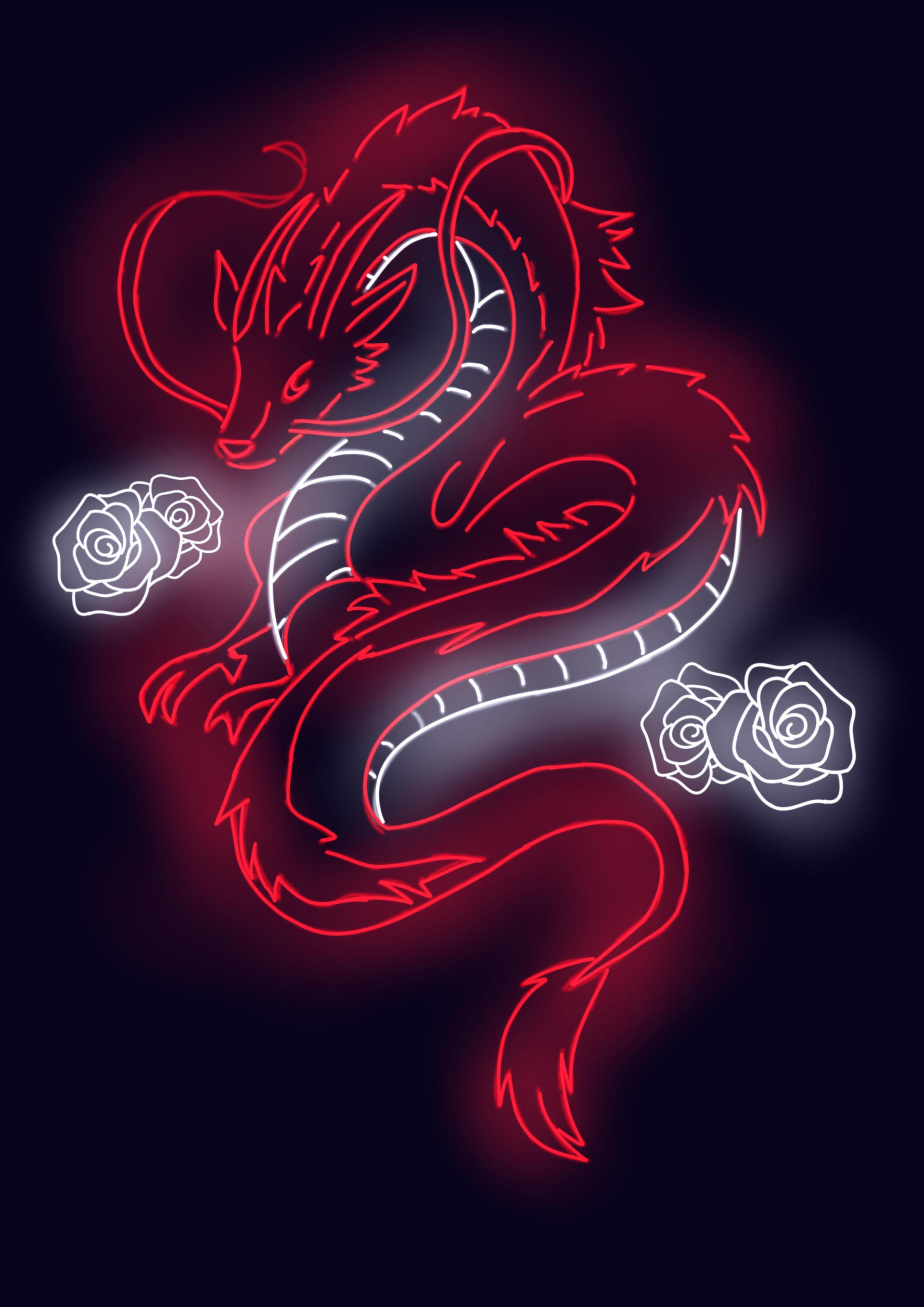 Red Neon Dragon Wallpapers