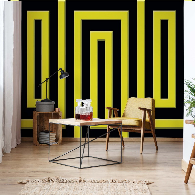 Yellow And Black Geometric Pattern Wallpapers