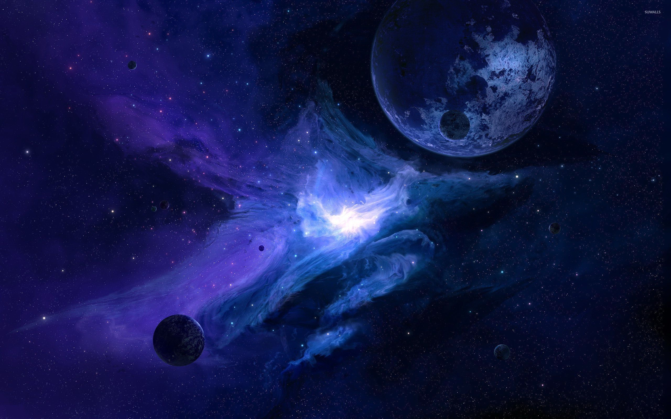 Blue Galaxy Space Digital Wallpapers