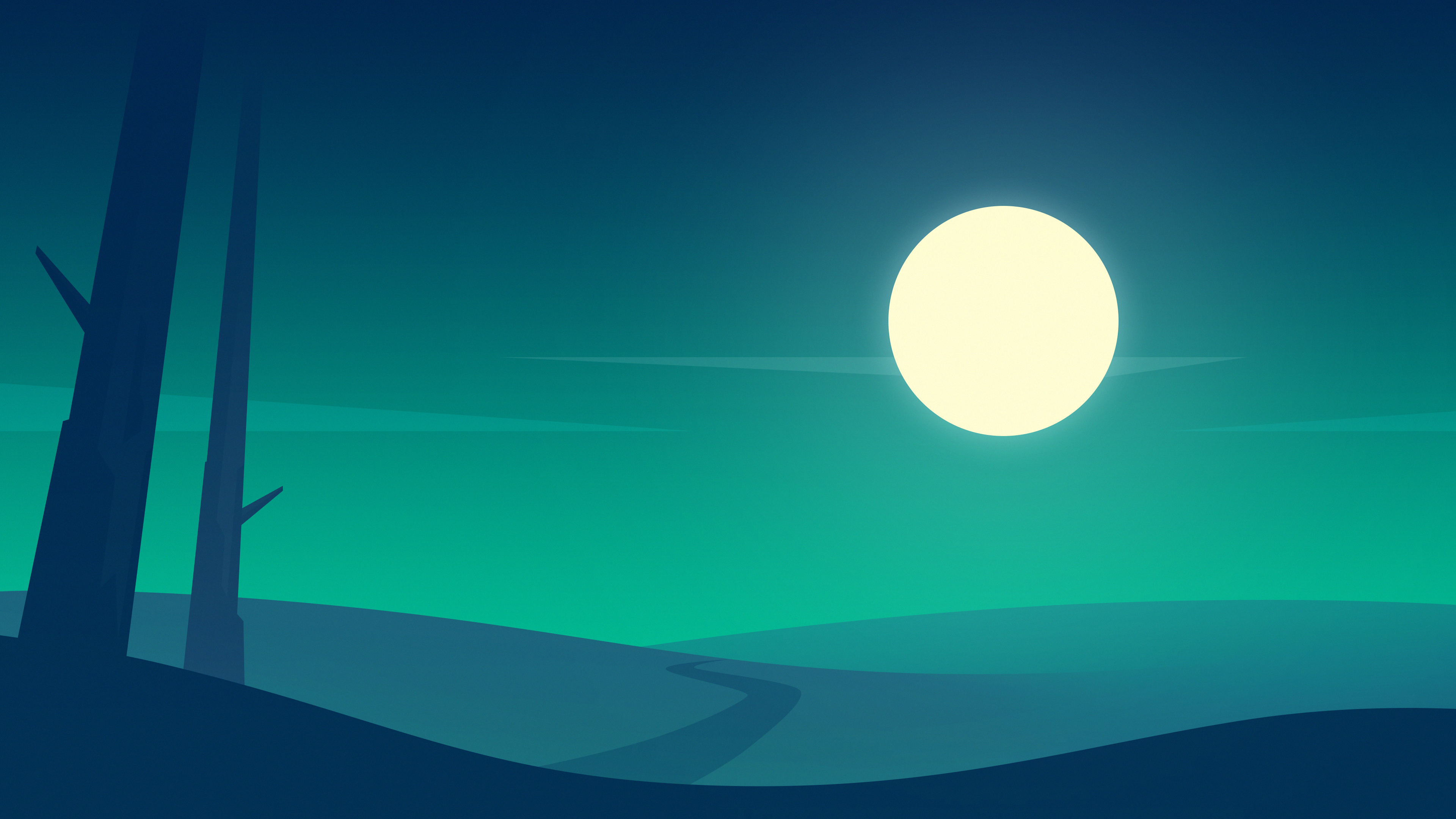 Gradient Nightscape Digital Art Moon Wallpapers