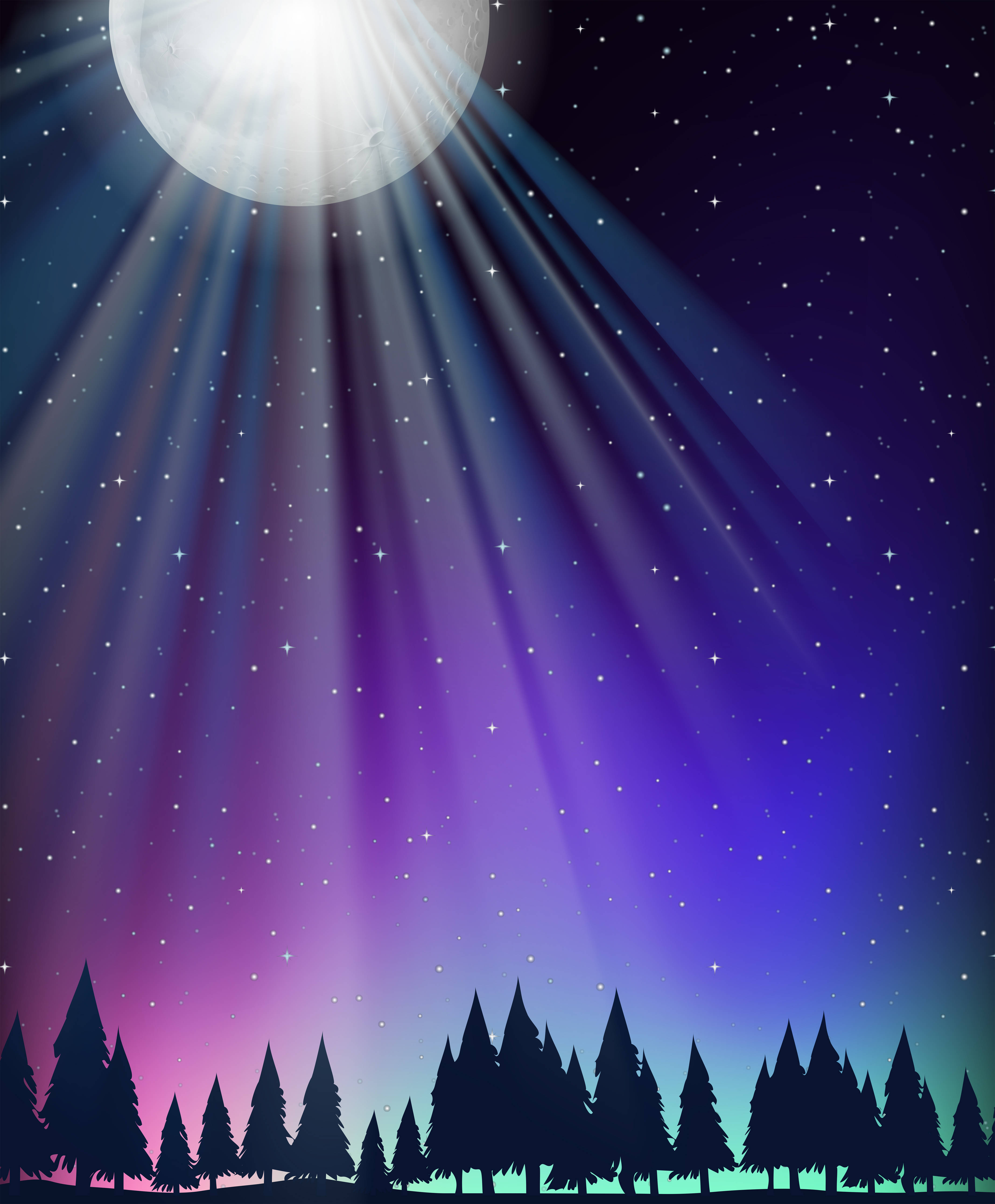 Gradient Nightscape Digital Art Moon Wallpapers