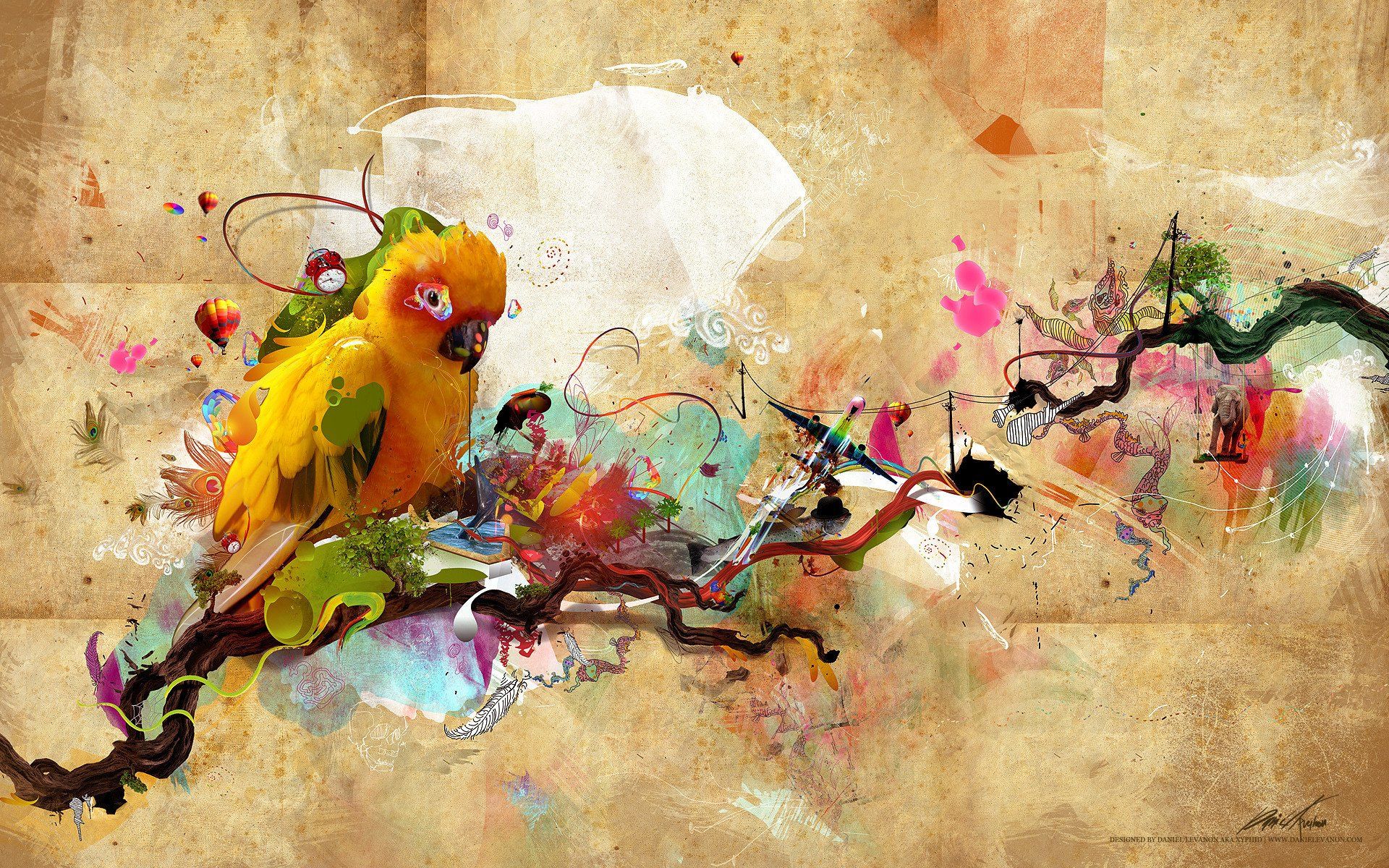 Abstract Colors Flashy Bird Wallpapers