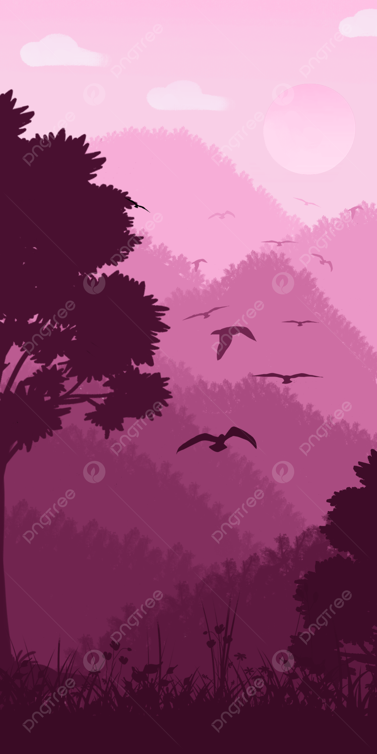 Forest Purple Gradient Wallpapers